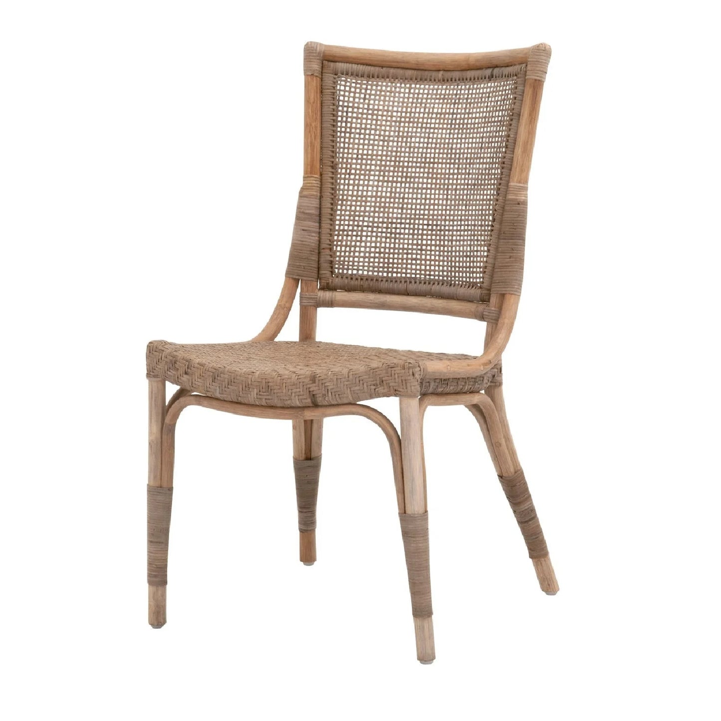 Luxury Matte Gray Rattan Dining Chairs European Style for Villa