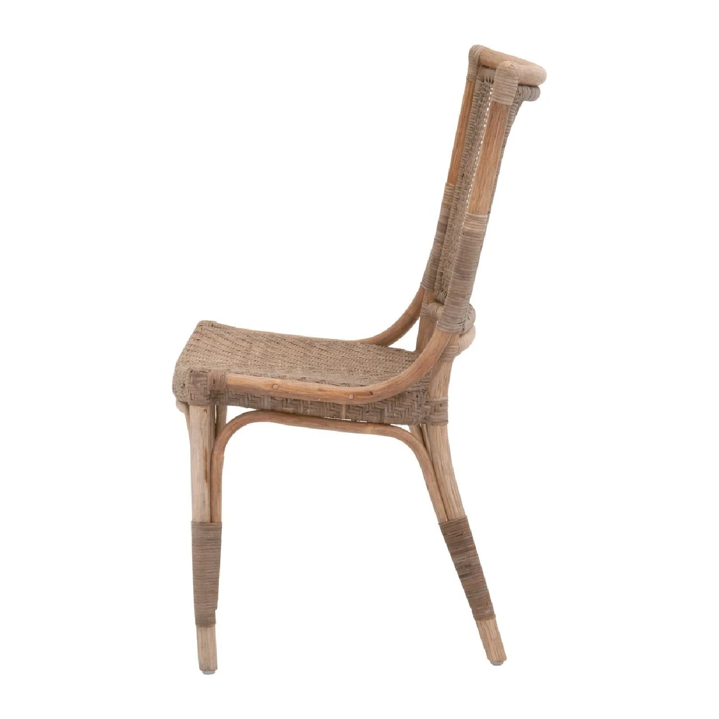 Luxury Matte Gray Rattan Dining Chairs European Style for Villa