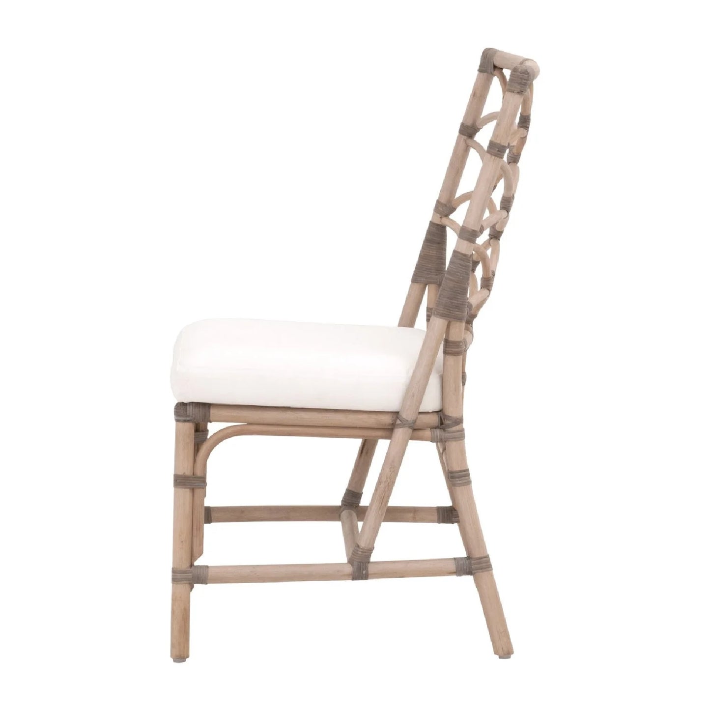 Luxury Matte Gray Rattan Dining Chairs European Style for Villa