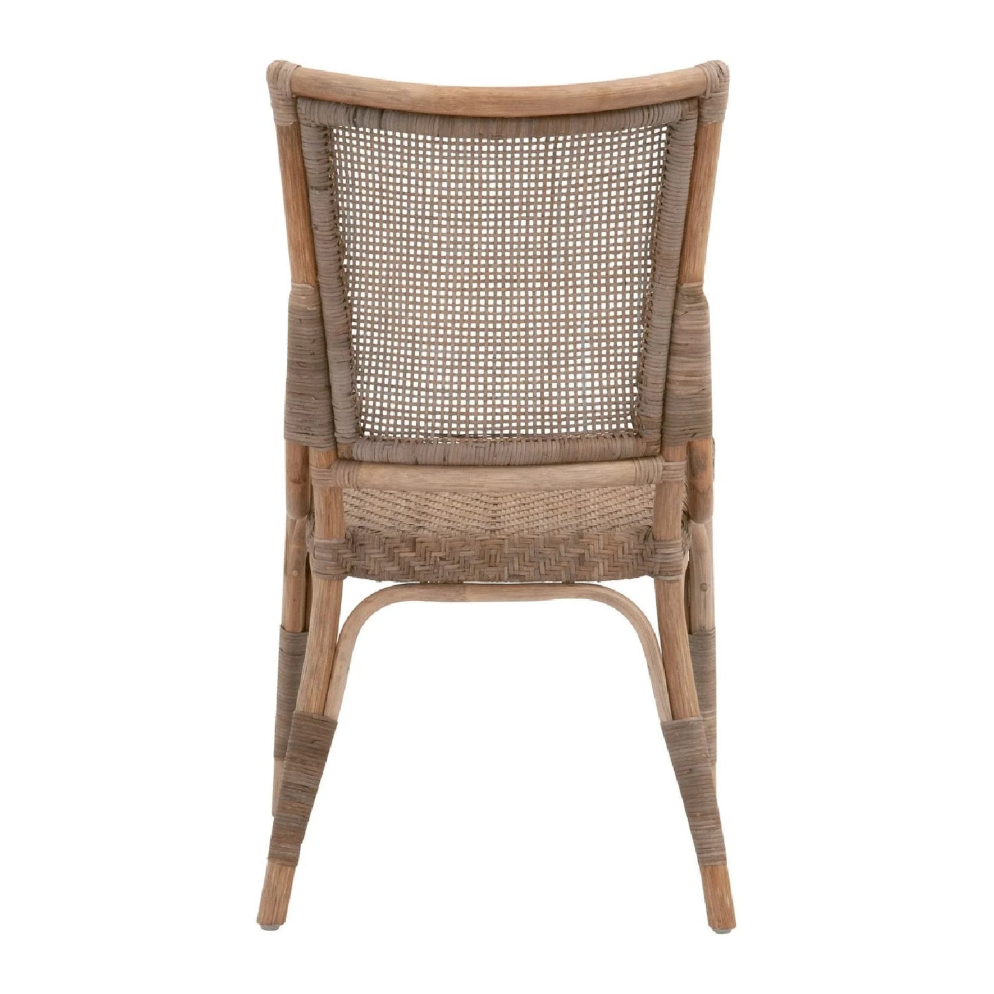Luxury Matte Gray Rattan Dining Chairs European Style for Villa