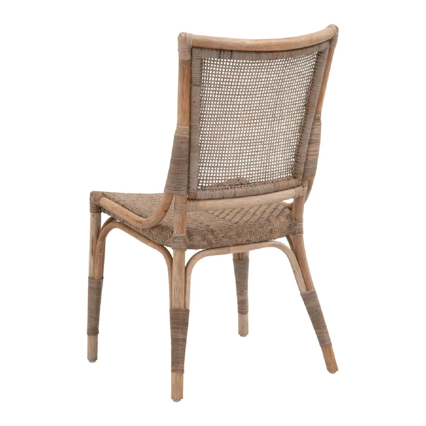 Luxury Matte Gray Rattan Dining Chairs European Style for Villa