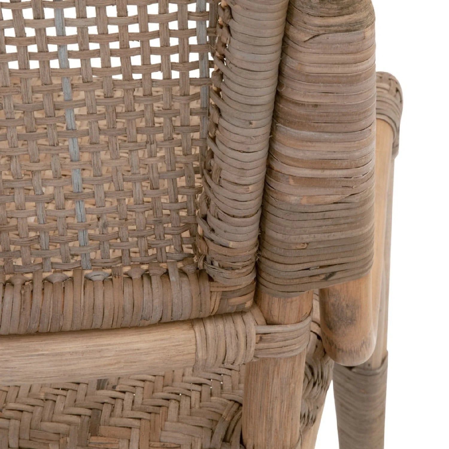Luxury Matte Gray Rattan Dining Chairs European Style for Villa