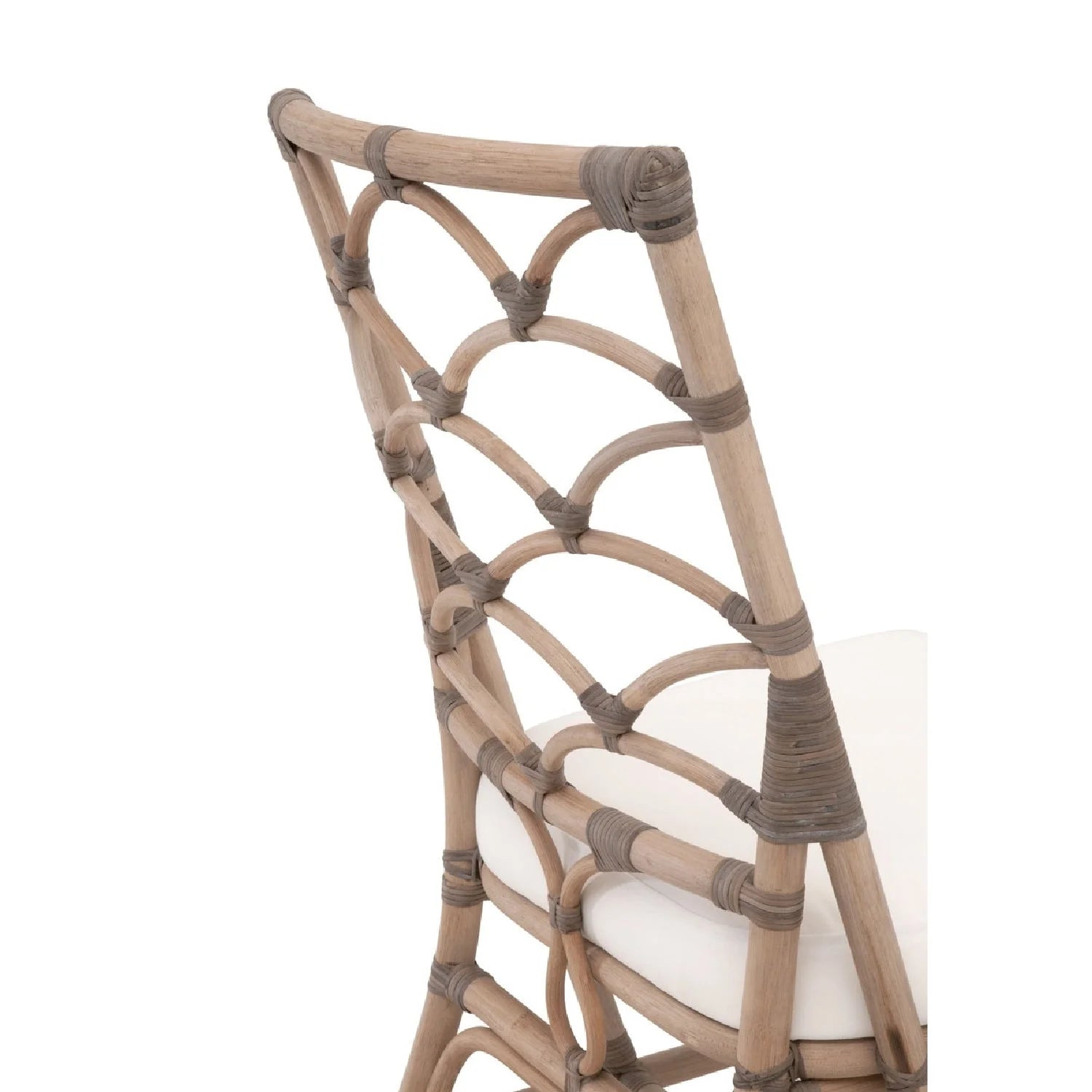 Luxury Matte Gray Rattan Dining Chairs European Style for Villa