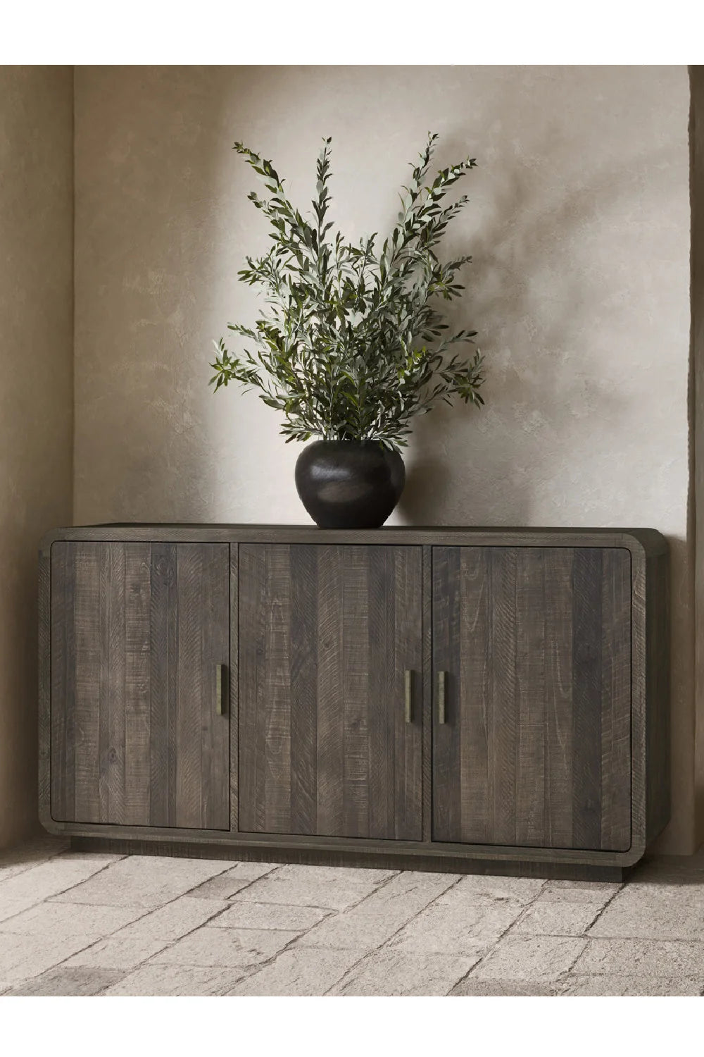 Luxury Matte Pine 3-Door Sideboard European Style for Villa