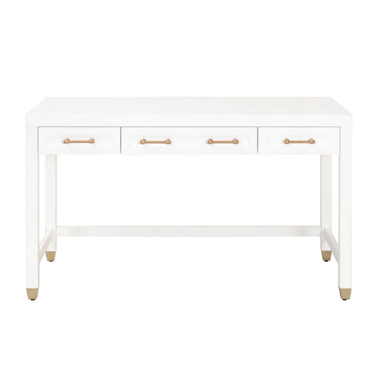 Luxury Matte White 3-Drawer Modern Desk European Style for Villa