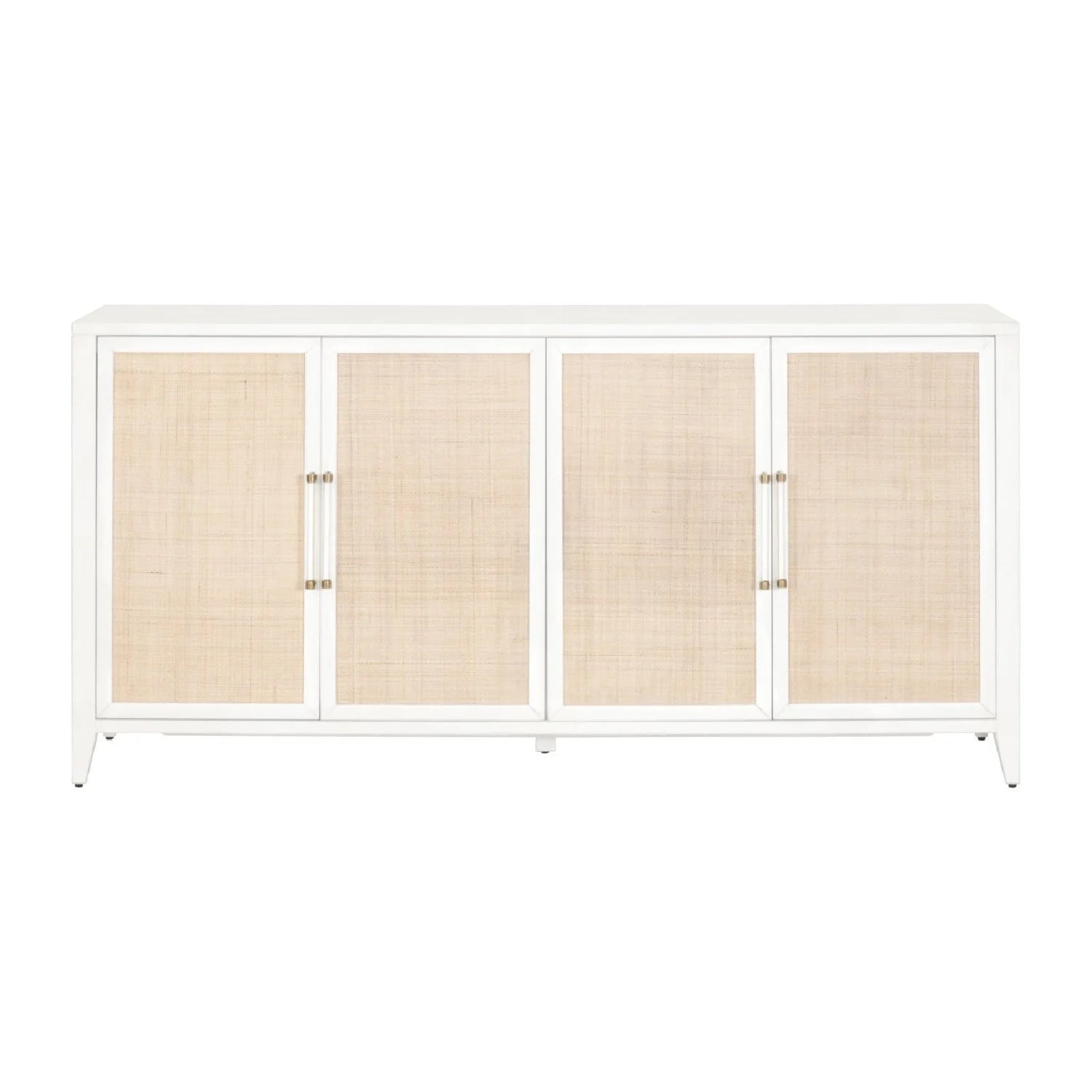 Luxury Matte White Rattan 4-Door Sideboard European Style for Villa