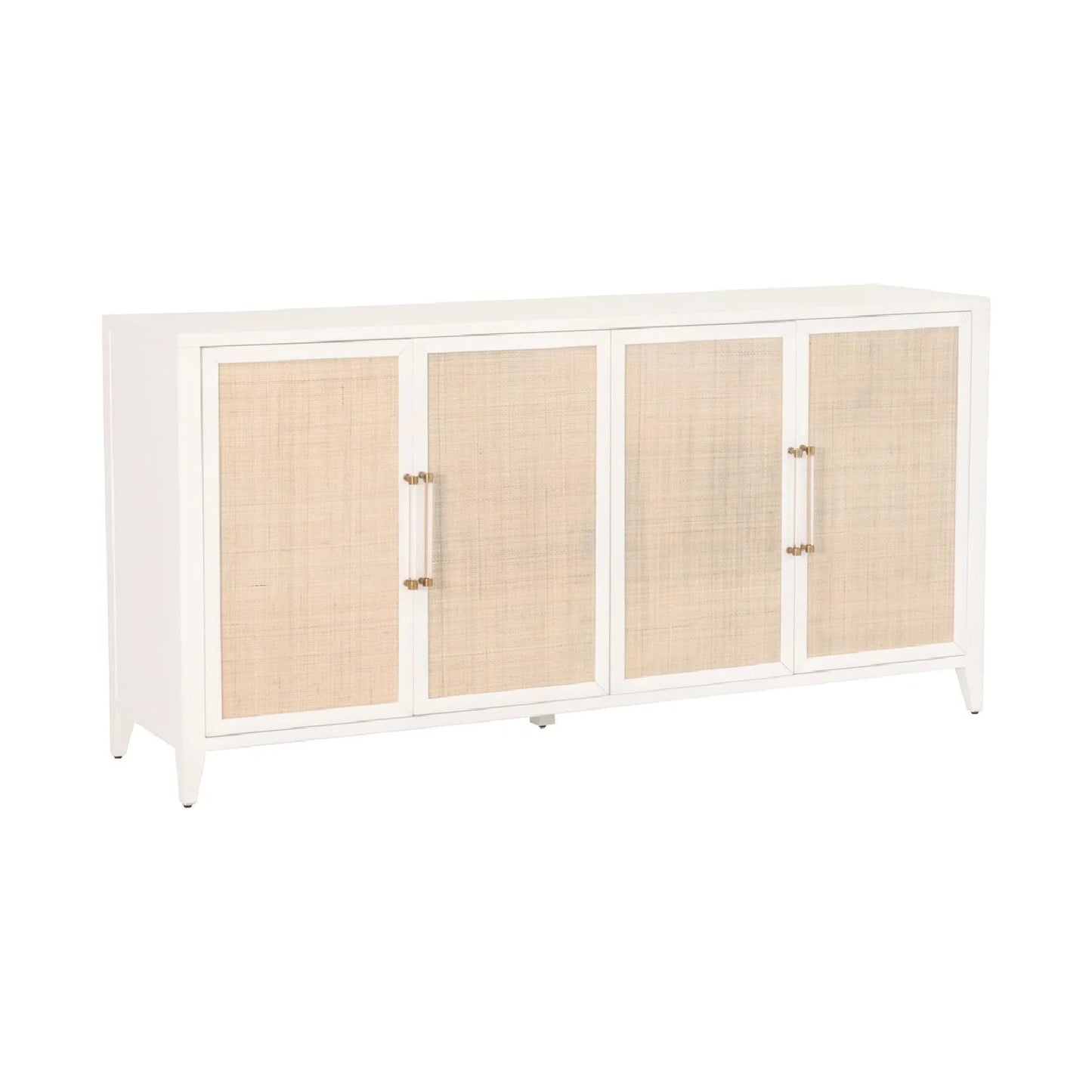 Luxury Matte White Rattan 4-Door Sideboard European Style for Villa