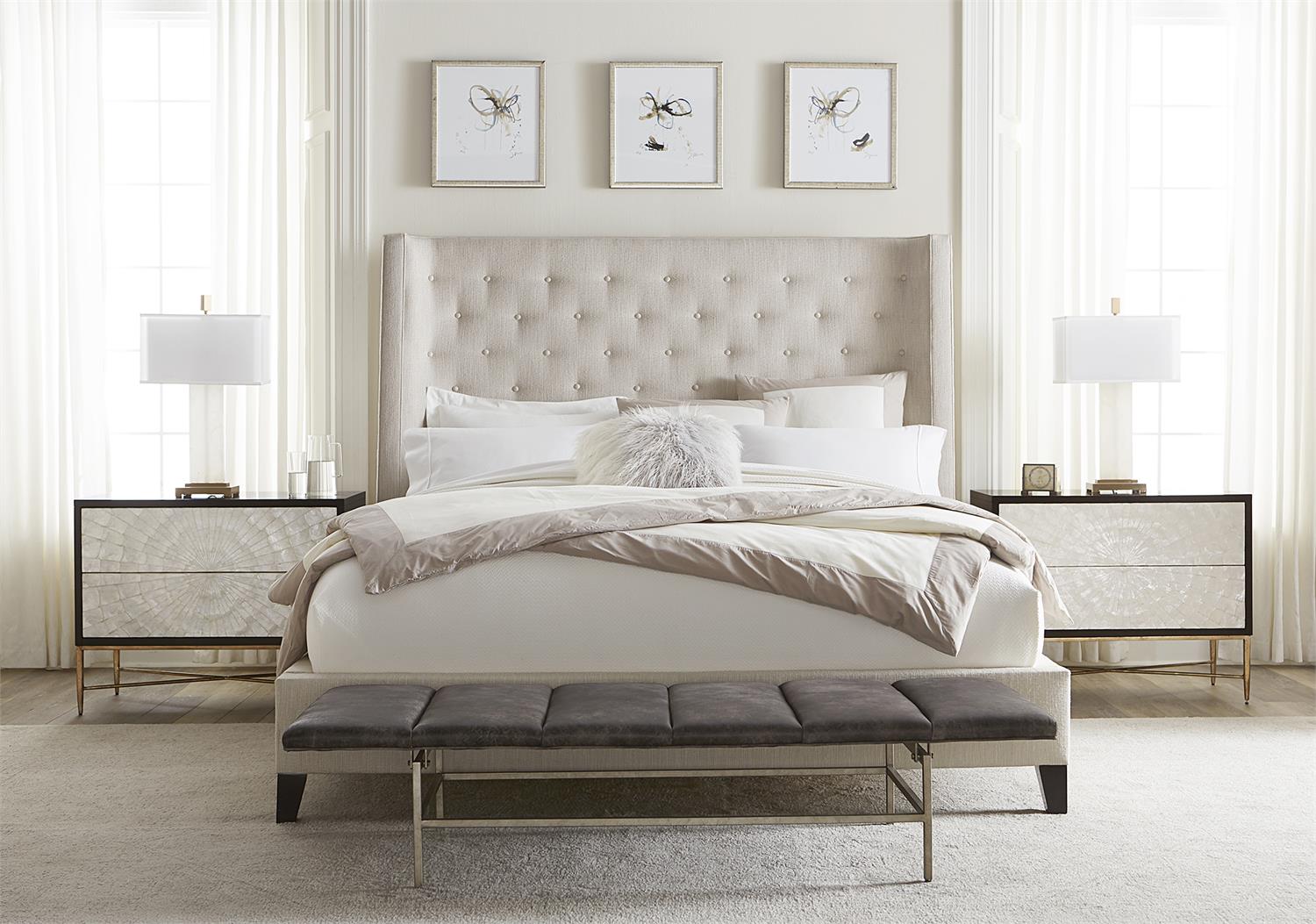 Luxury Maxime Fabric Panel Bed Modern Italian Style for Villa
