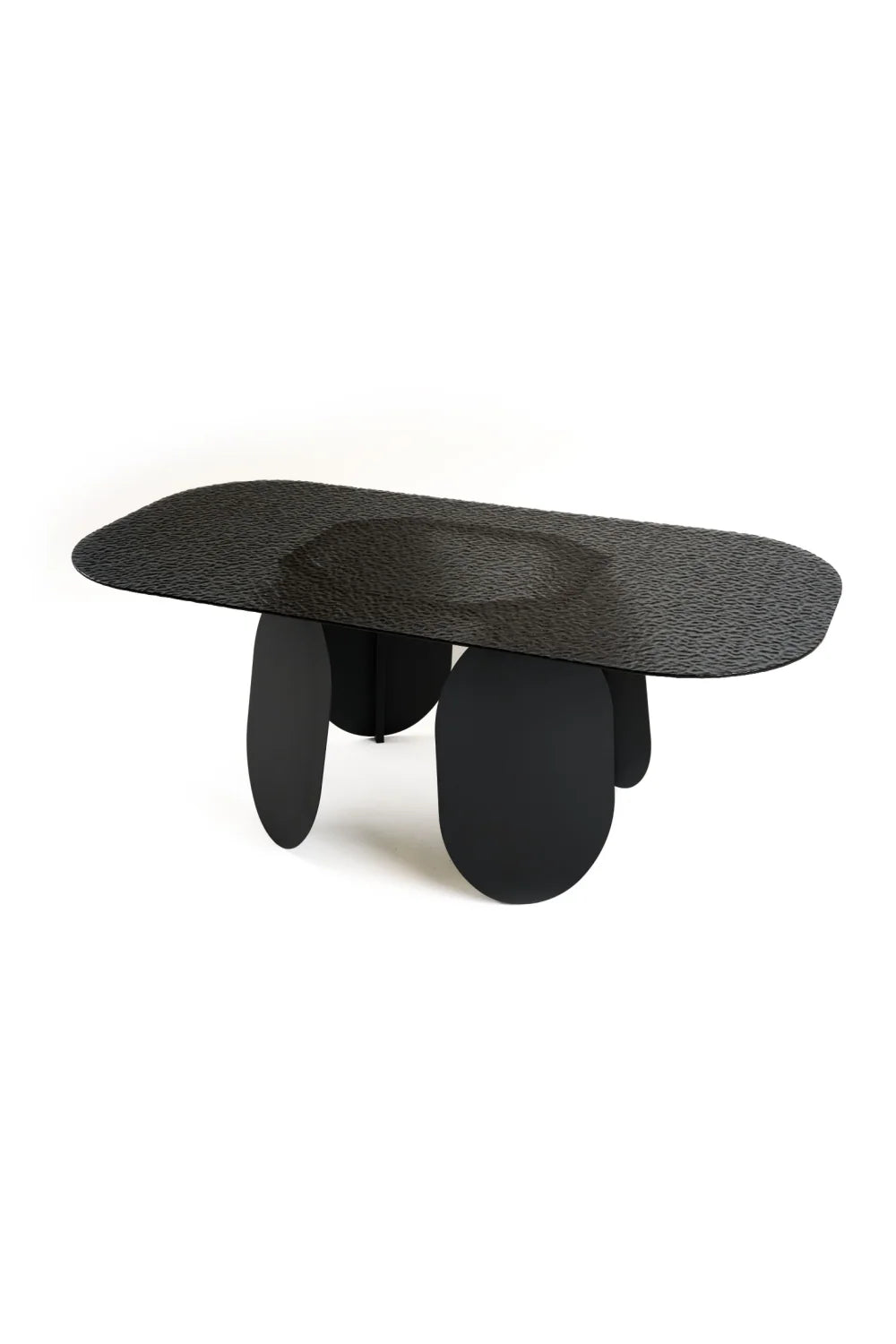 Luxury Maxine Hammered Glass Dining Table Modern Italian Style for Villa