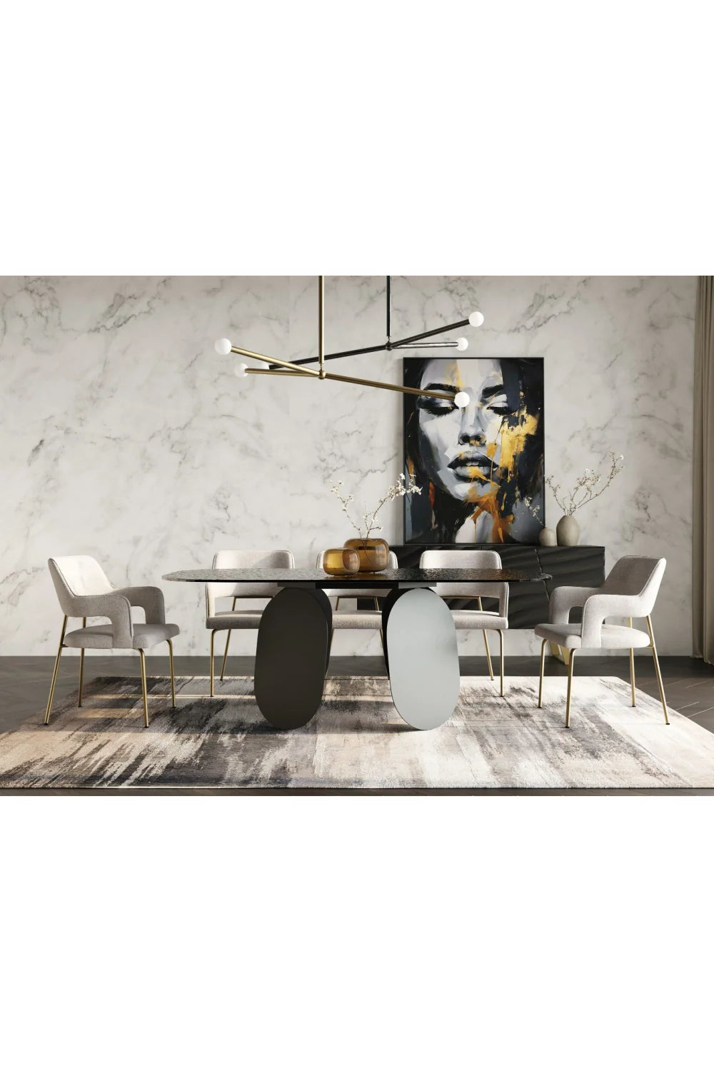 Luxury Maxine Hammered Glass Dining Table Modern Italian Style for Villa
