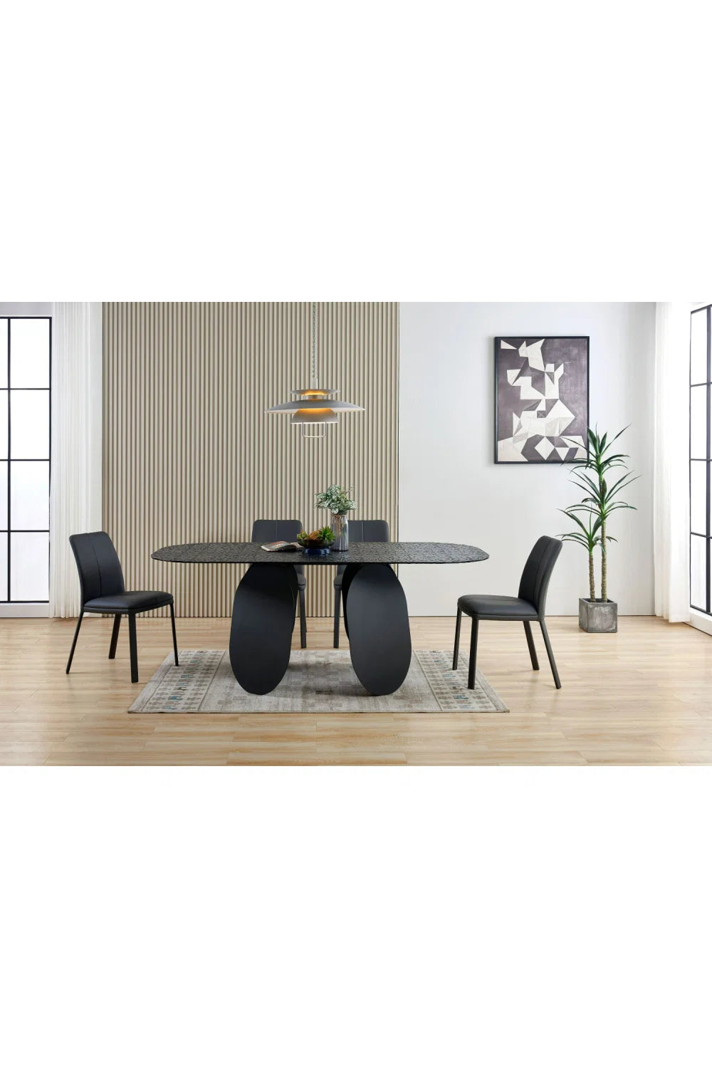 Luxury Maxine Hammered Glass Dining Table Modern Italian Style for Villa