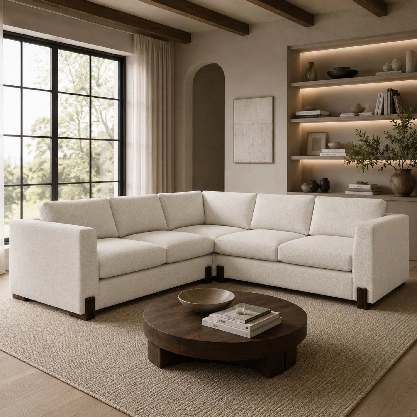Luxury Melange Fabric Sectional Sofa Modern Italian Style for Villa