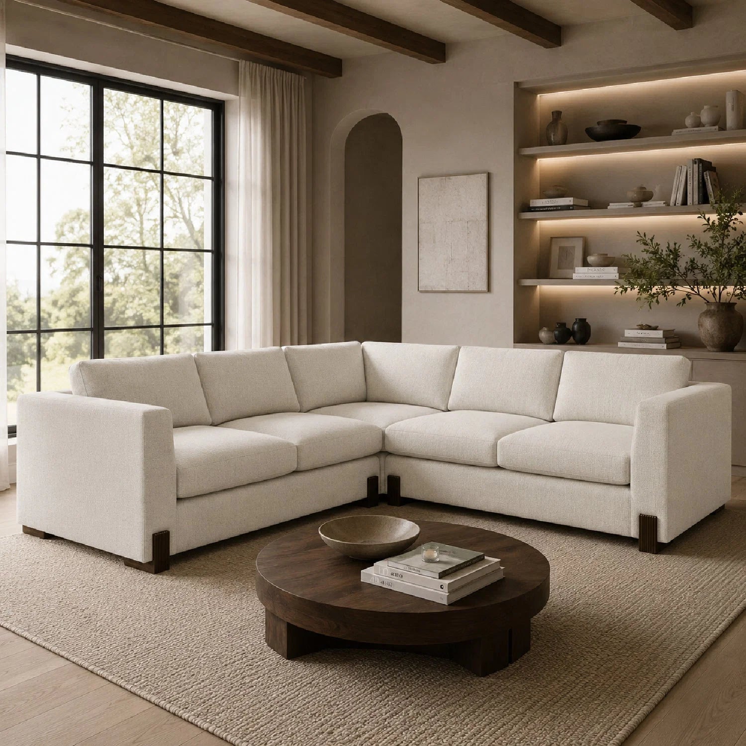 Luxury Melange Fabric Sectional Sofa Modern Italian Style for Villa