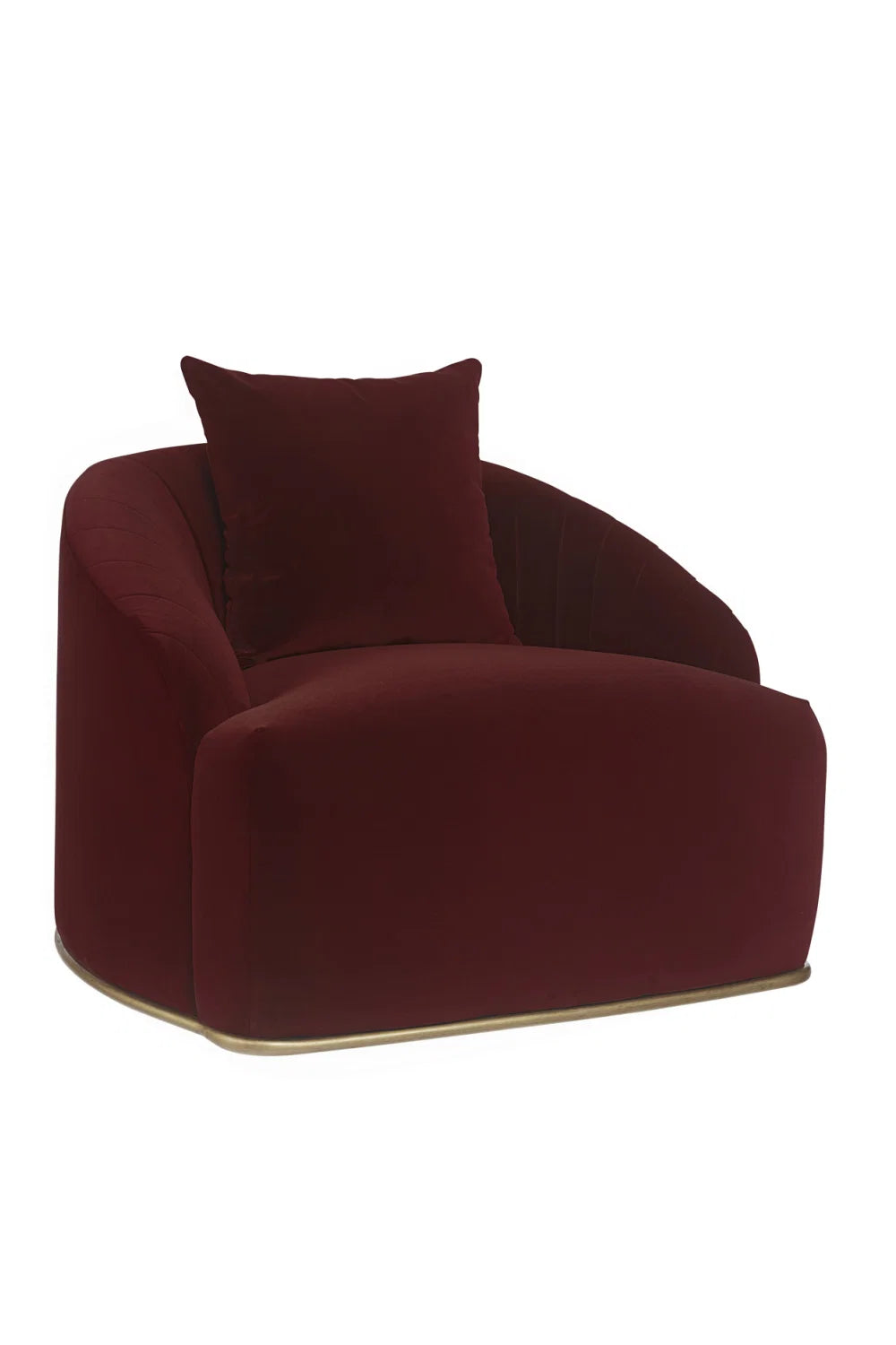 Luxury Merlot Velvet Channel-Tufted Lounge Chair Modern Italian Style for Villa