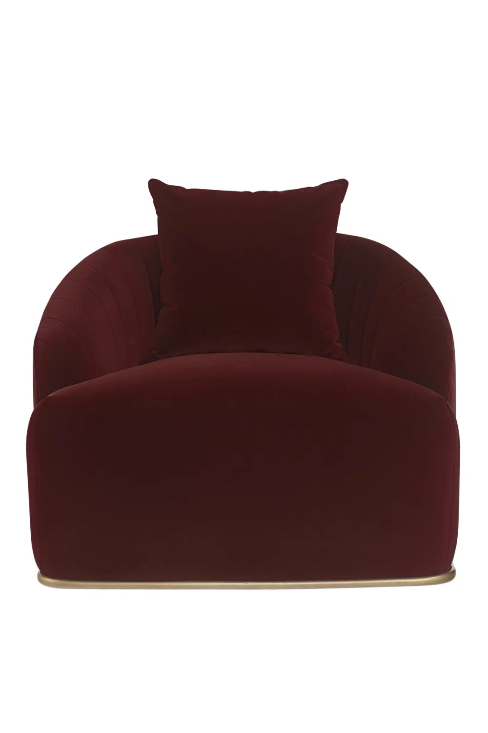 Luxury Merlot Velvet Channel-Tufted Lounge Chair Modern Italian Style for Villa