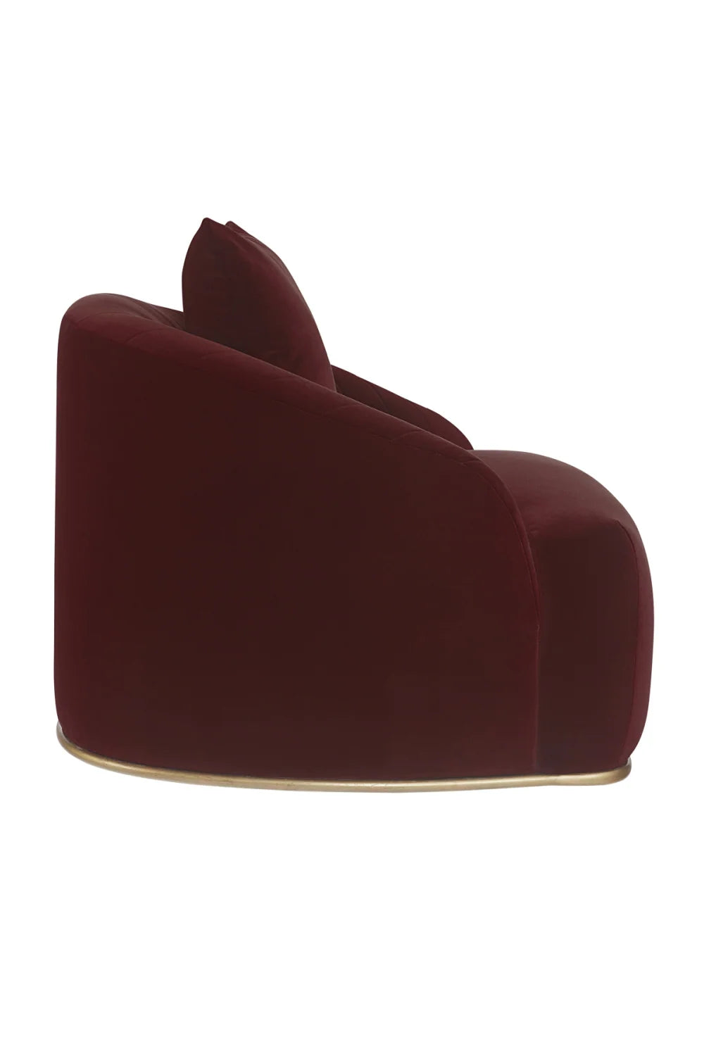 Luxury Merlot Velvet Channel-Tufted Lounge Chair Modern Italian Style for Villa
