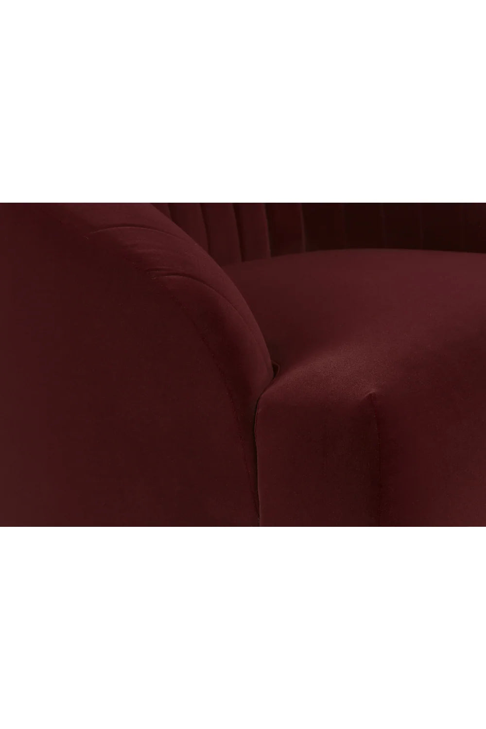 Luxury Merlot Velvet Channel-Tufted Lounge Chair Modern Italian Style for Villa