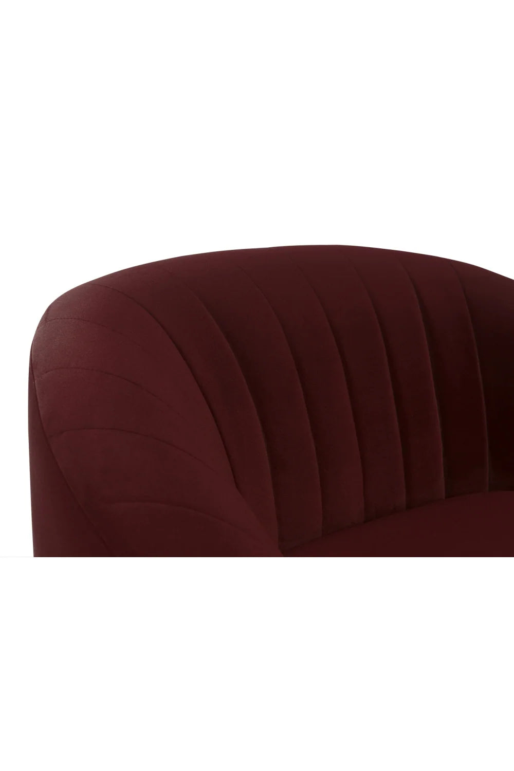 Luxury Merlot Velvet Channel-Tufted Lounge Chair Modern Italian Style for Villa