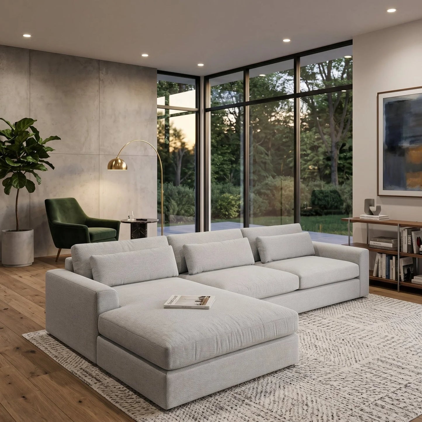 Luxury Merrick Fabric Left Sofa Chaise Modern Italian Style for Villa