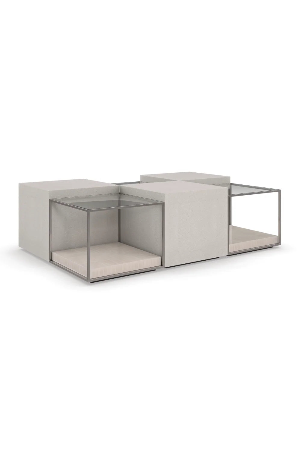Luxury Metal Framed Glass Coffee Table Modern Italian Style for Villa