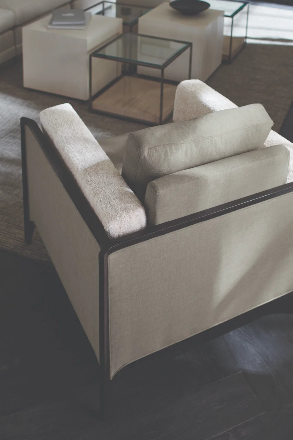 Luxury Metal Framed Glass Coffee Table Modern Italian Style for Villa