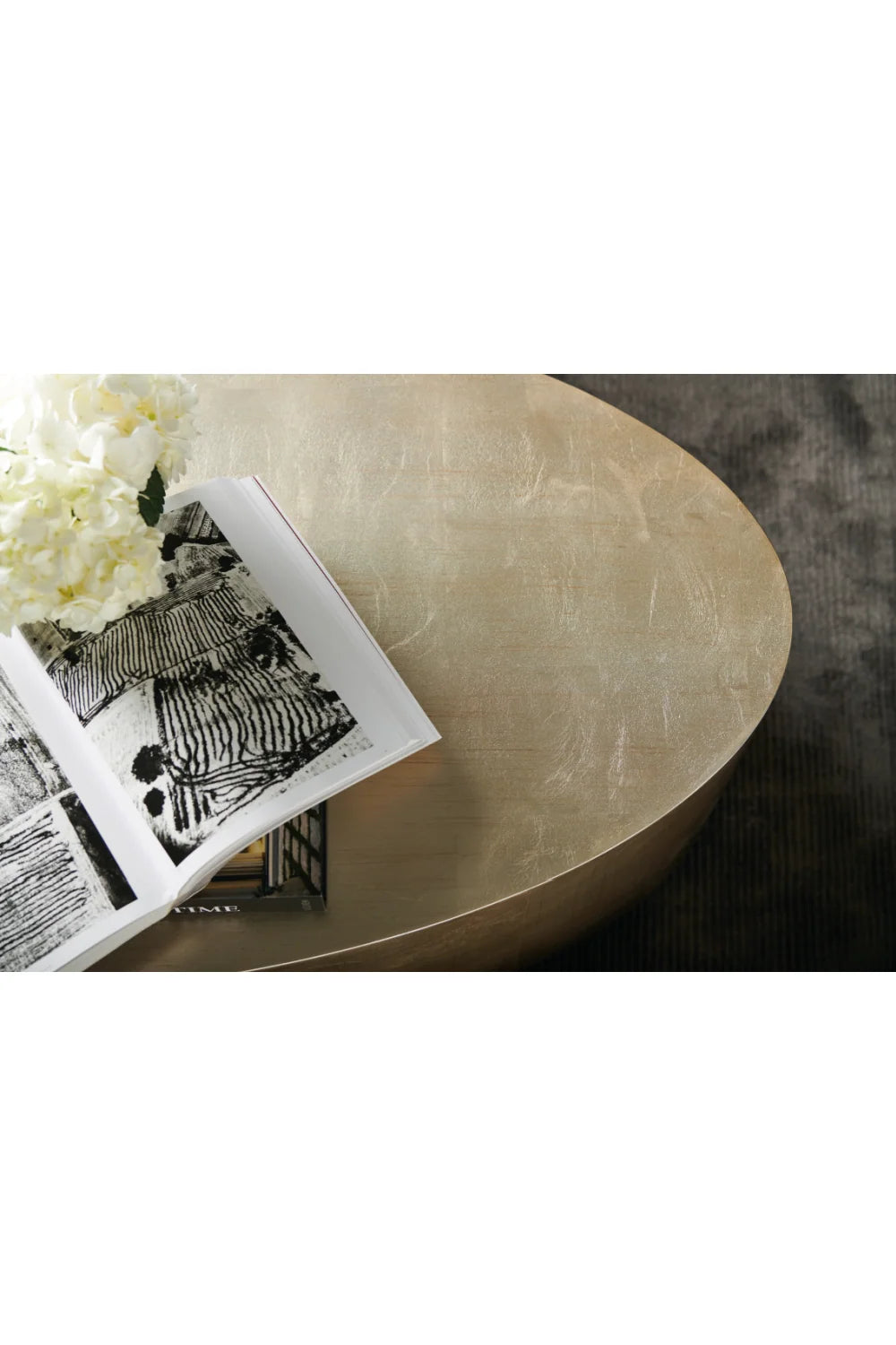 Luxury Metallic Leaf Oval Coffee Table Modern Italian Style for Villa