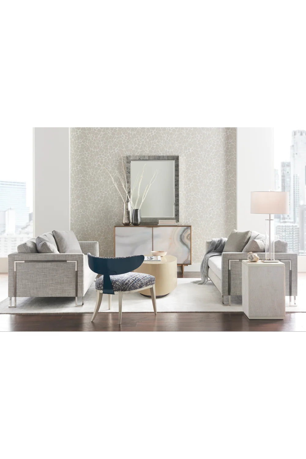 Luxury Metallic Leaf Oval Coffee Table Modern Italian Style for Villa