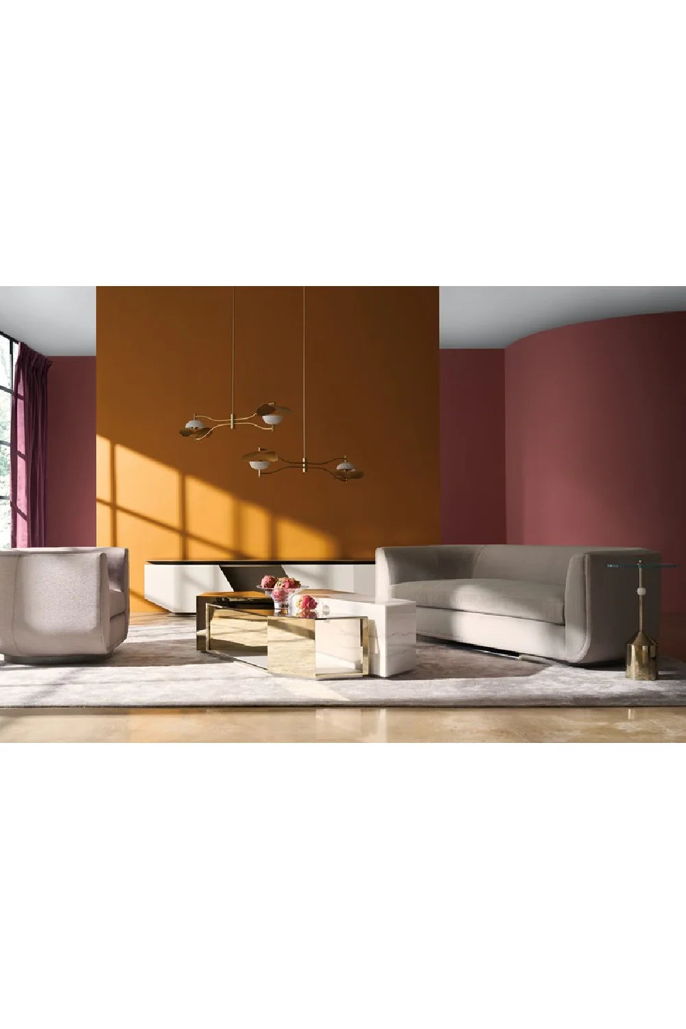 Luxury Metallic Modern TV Stand Modern Italian Style for Villa