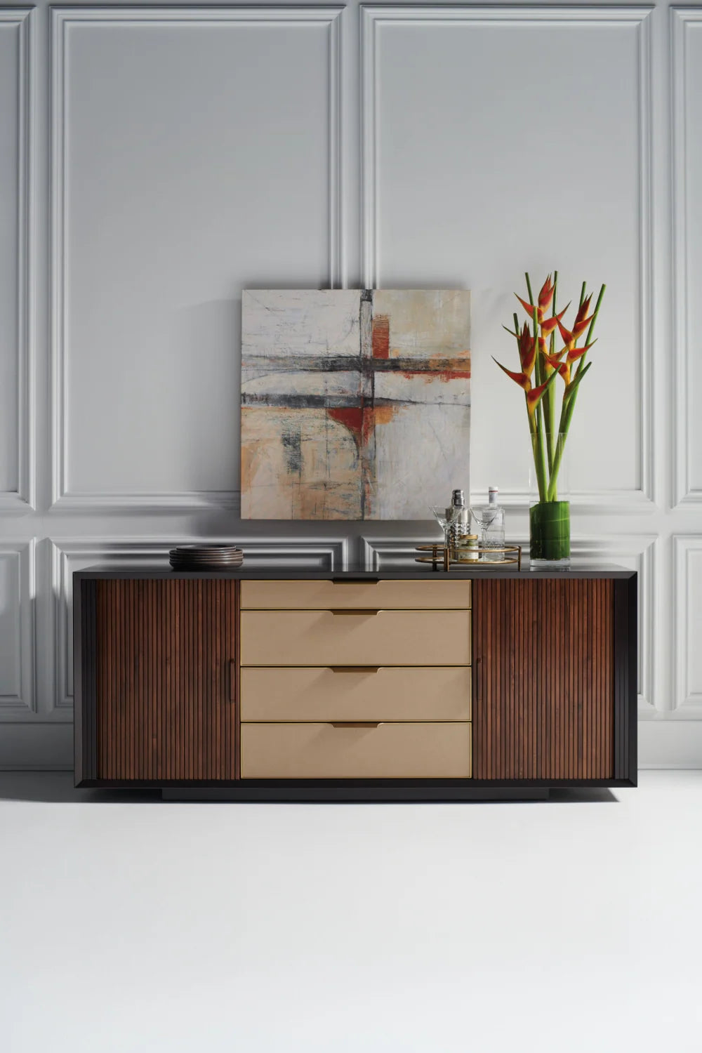 Luxury Mid-Century Walnut Console Table Modern Italian Style for Villa