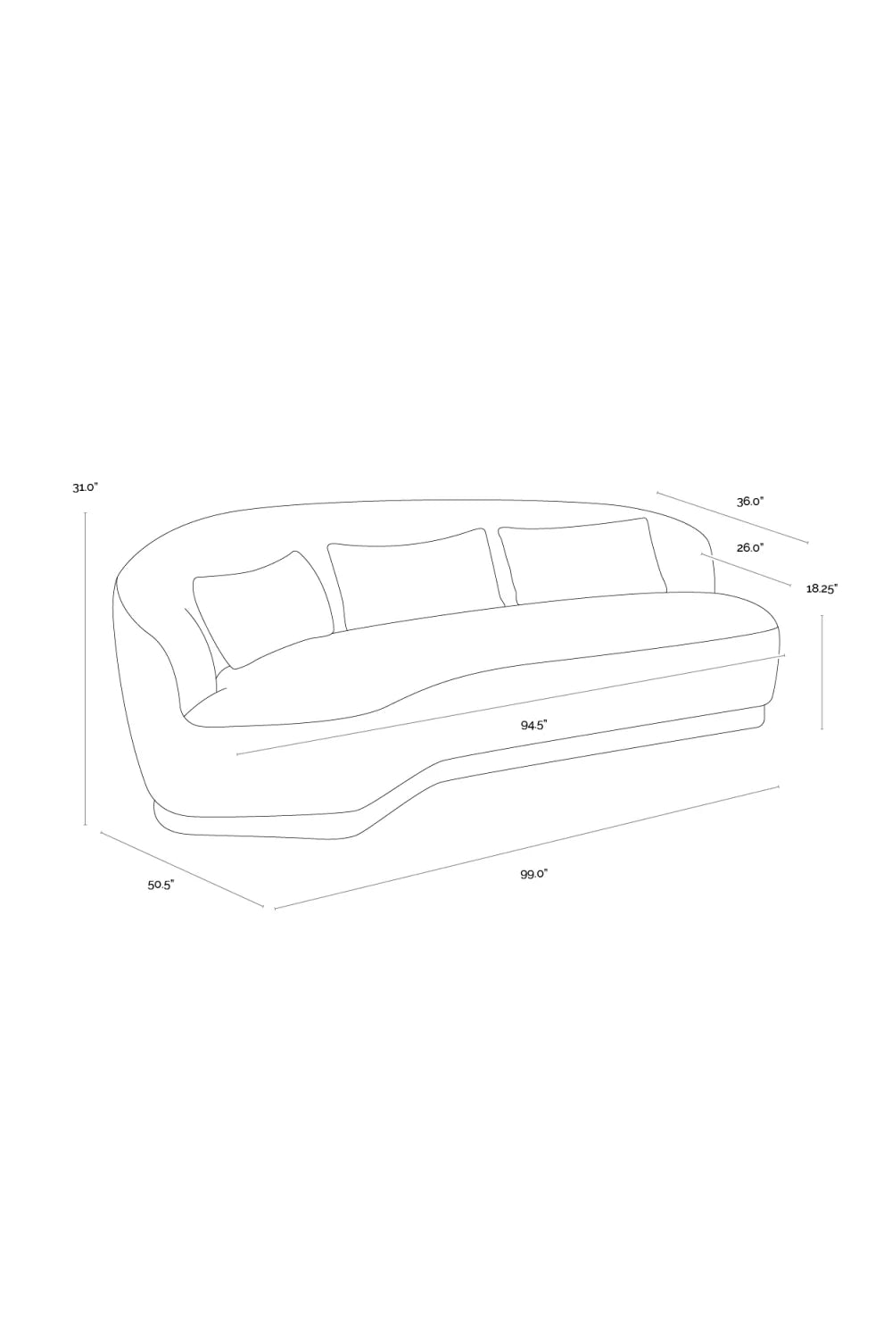 Luxury Minimalist Curved 4-Seater Sofa Modern Italian Style for Villa