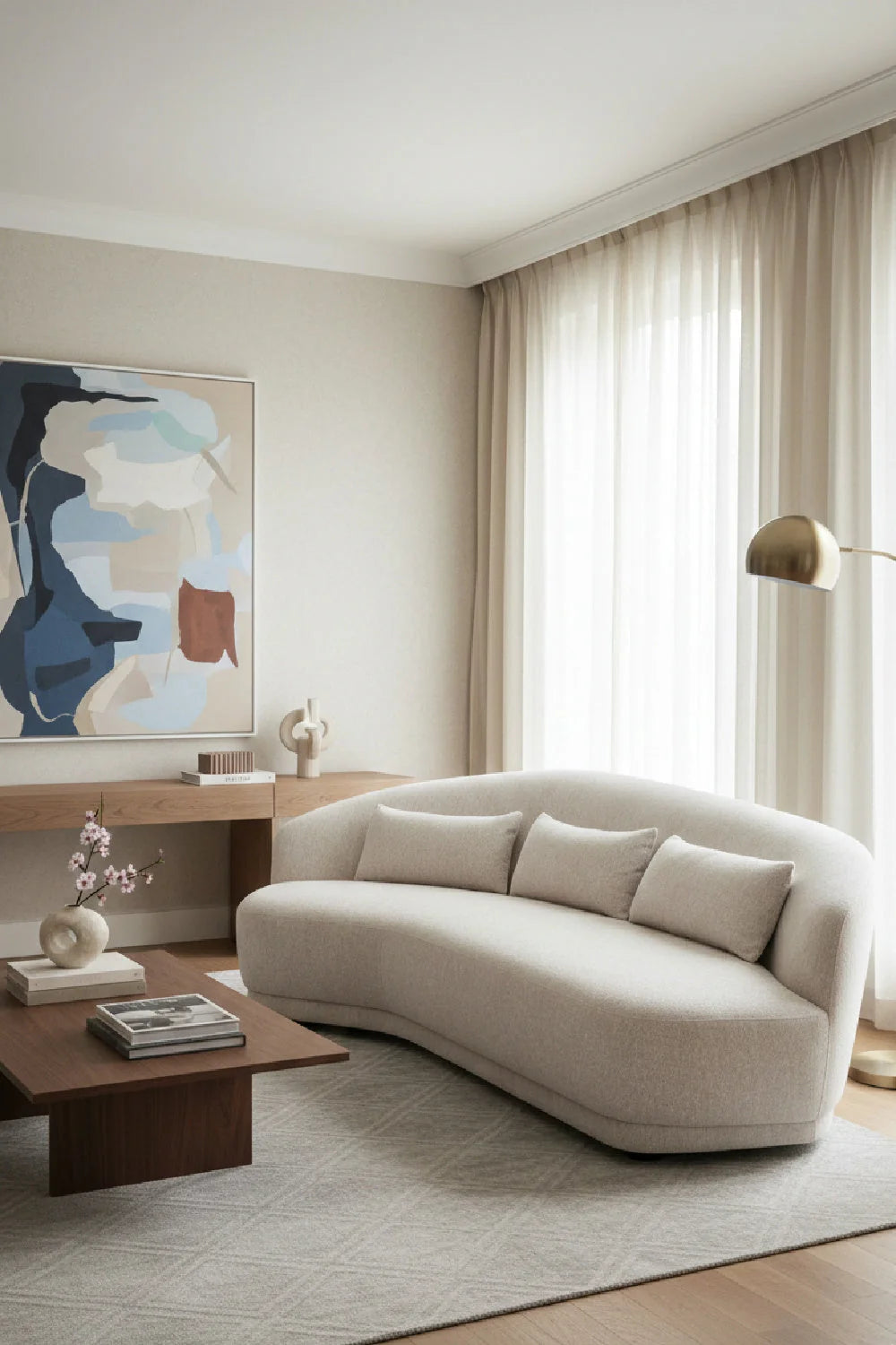 Luxury Minimalist Curved 4-Seater Sofa Modern Italian Style for Villa