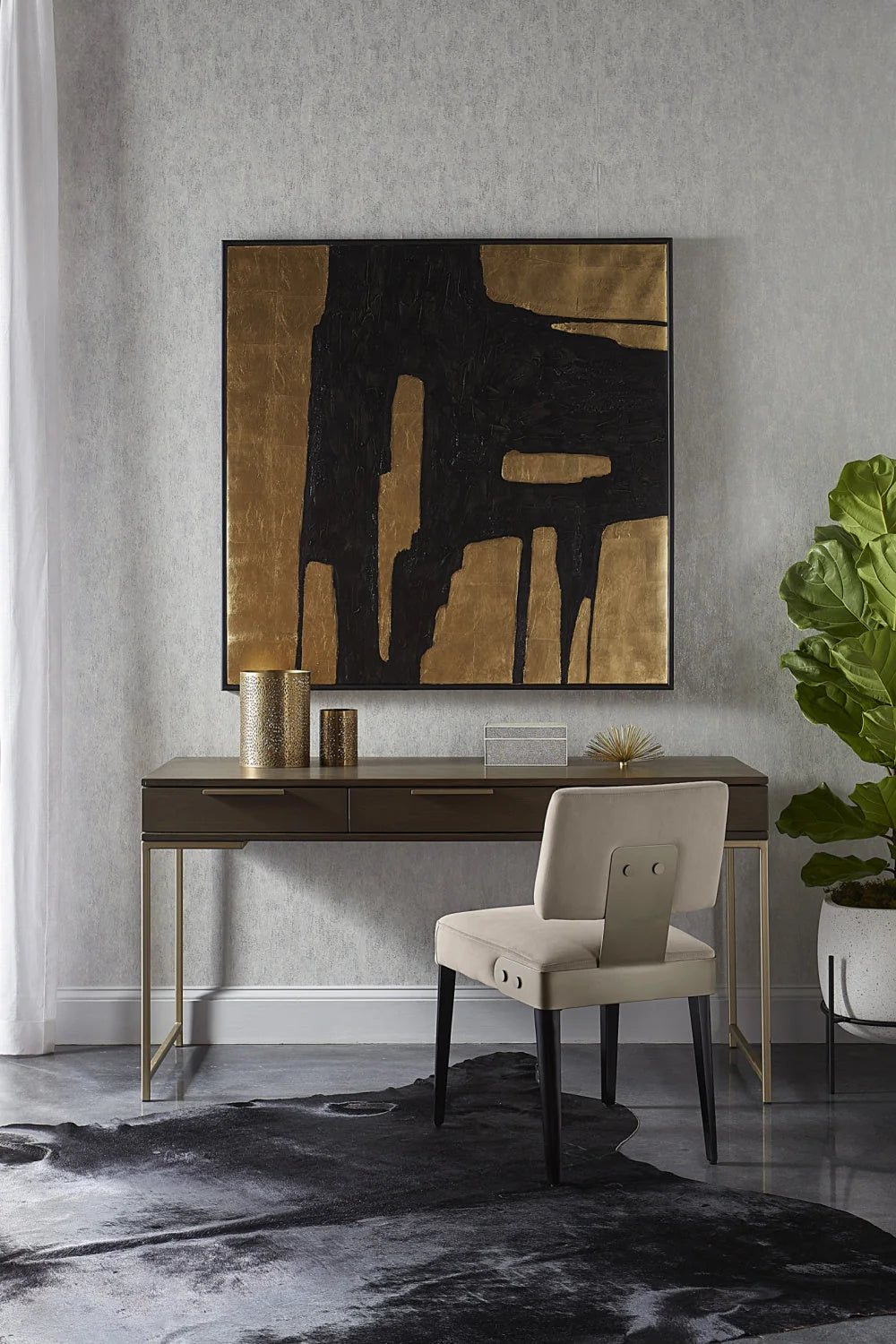 Luxury Minimalist Oak Wood Modern Desk European Style for Villa
