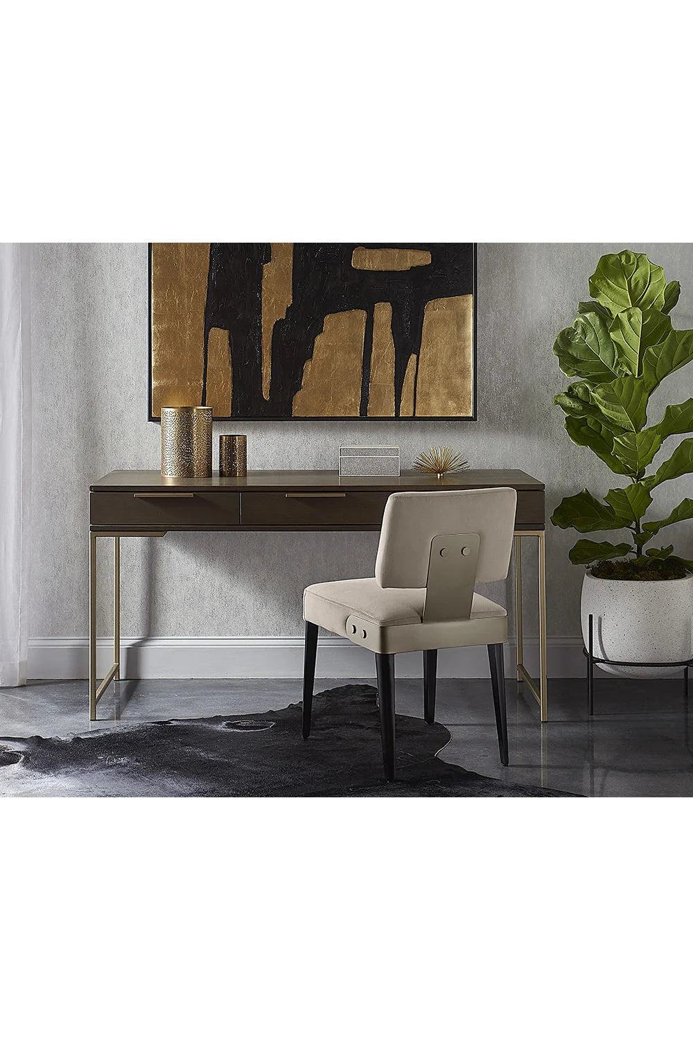 Luxury Minimalist Oak Wood Modern Desk European Style for Villa