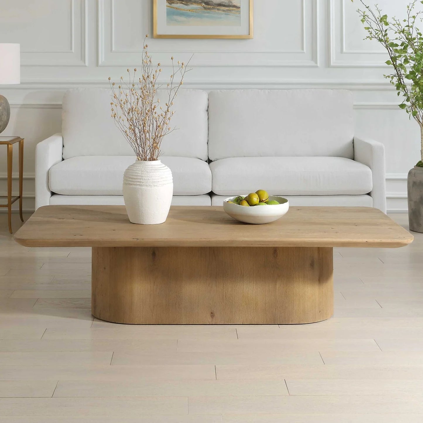 Luxury Minimalist Solid Oak Coffee Table Modern Italian Style for Villa