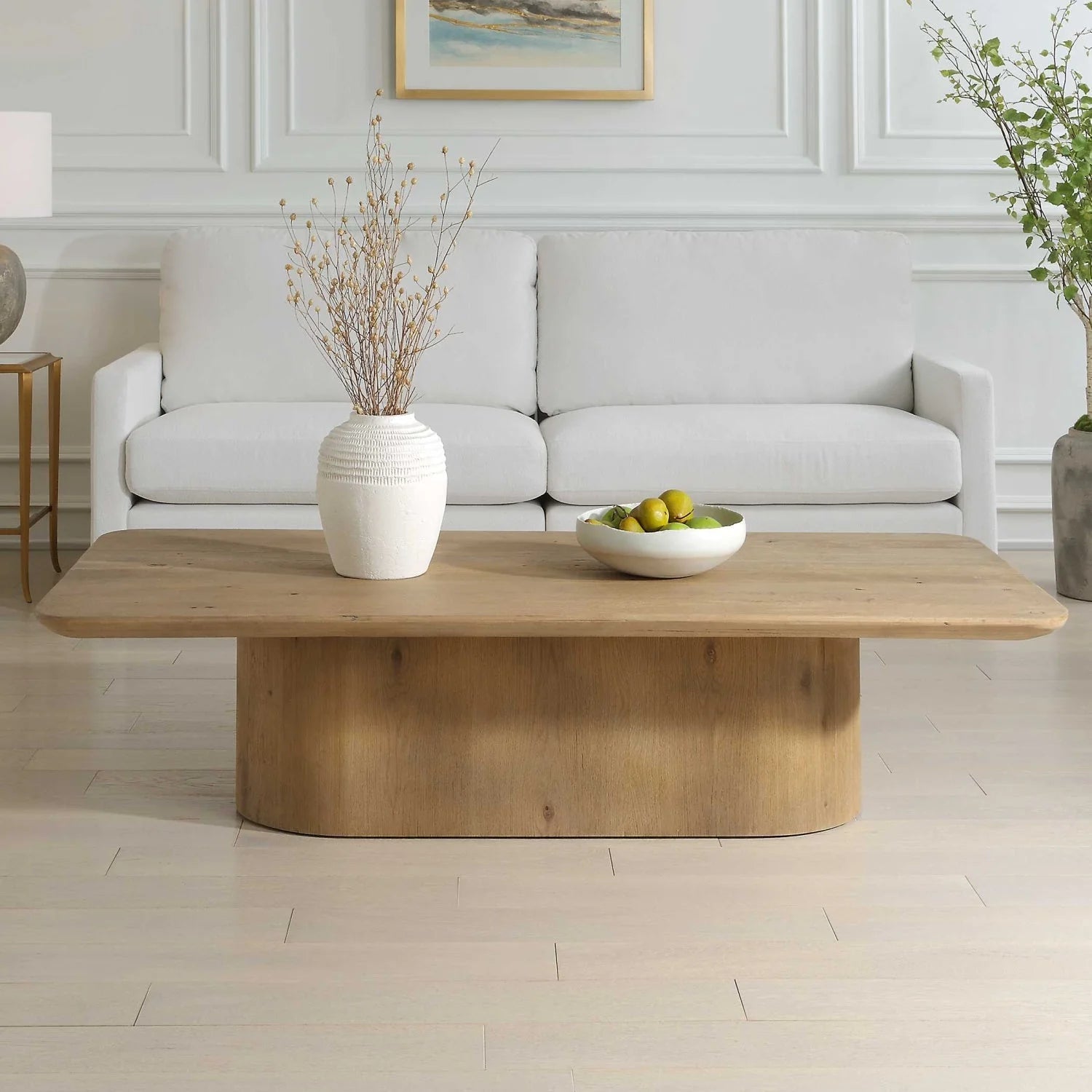 Luxury Minimalist Solid Oak Coffee Table Modern Italian Style for Villa