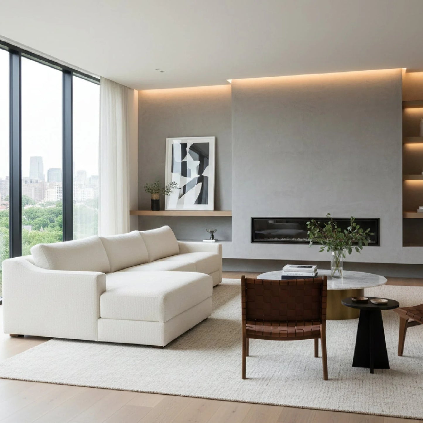 Luxury Minimalist Textured Sectional Sofa Modern Italian Style for Villa