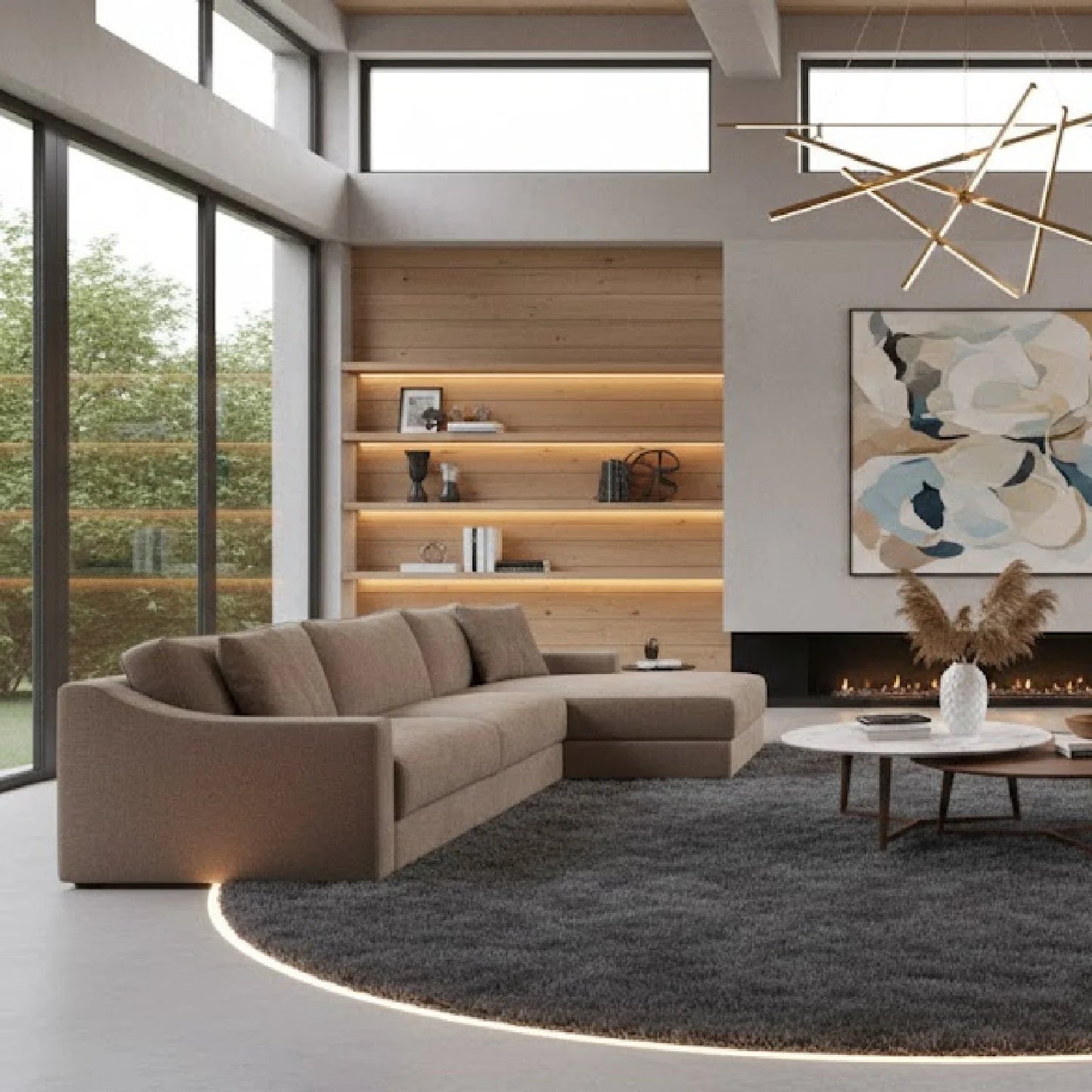 Luxury Minimalist Textured Sectional Sofa Modern Italian Style for Villa