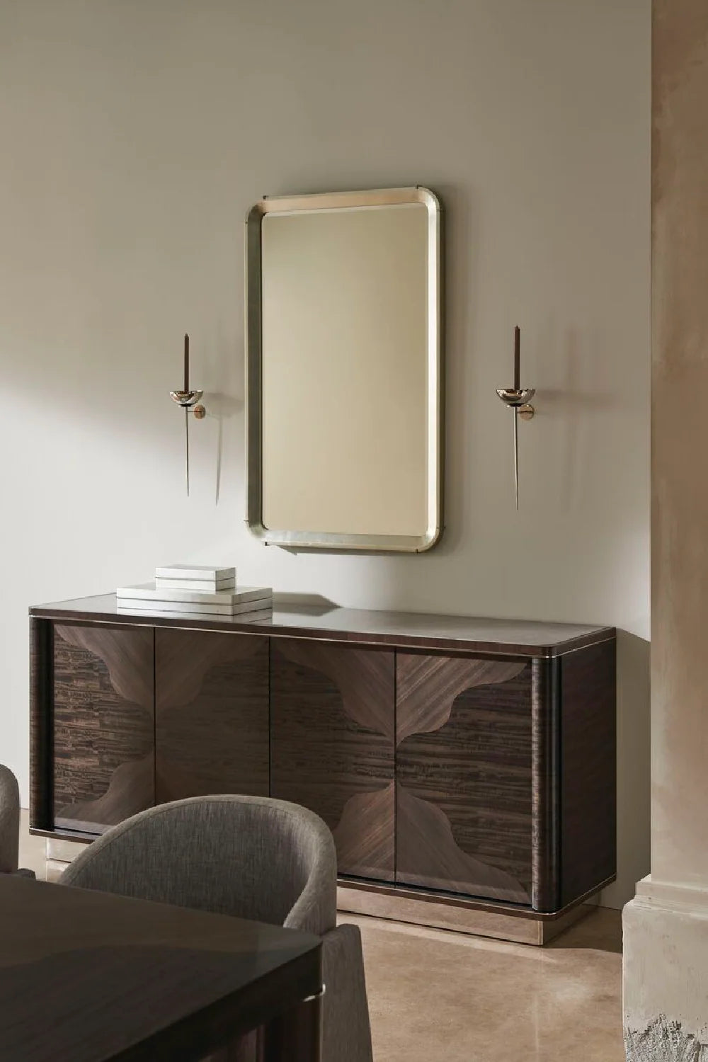 Luxury Mirror Image Extendable Dining Table Modern Italian Style for Villa