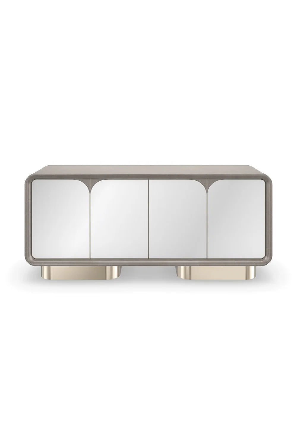 Luxury Mirrored 4-Door Media Unit Modern Italian Style for Villa