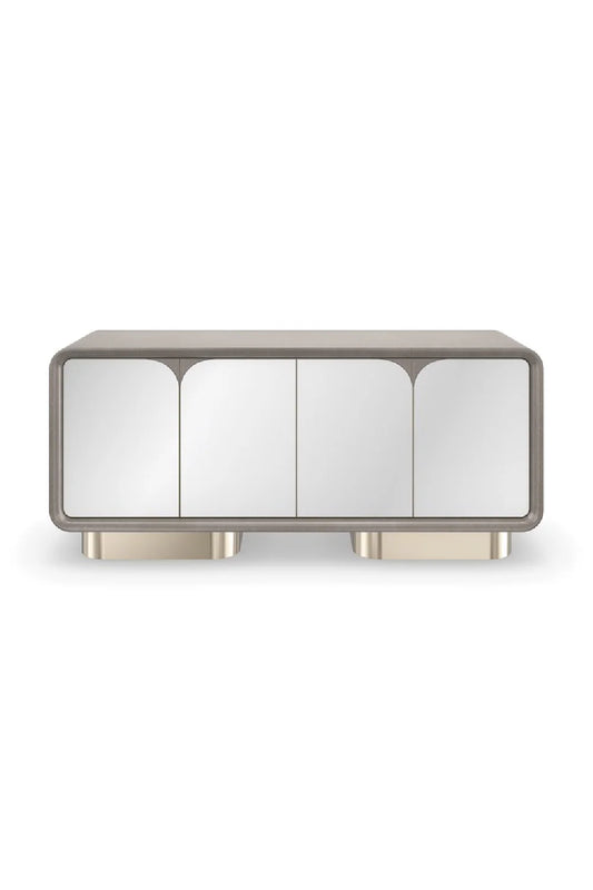 Luxury Mirrored 4-Door Media Unit Modern Italian Style for Villa