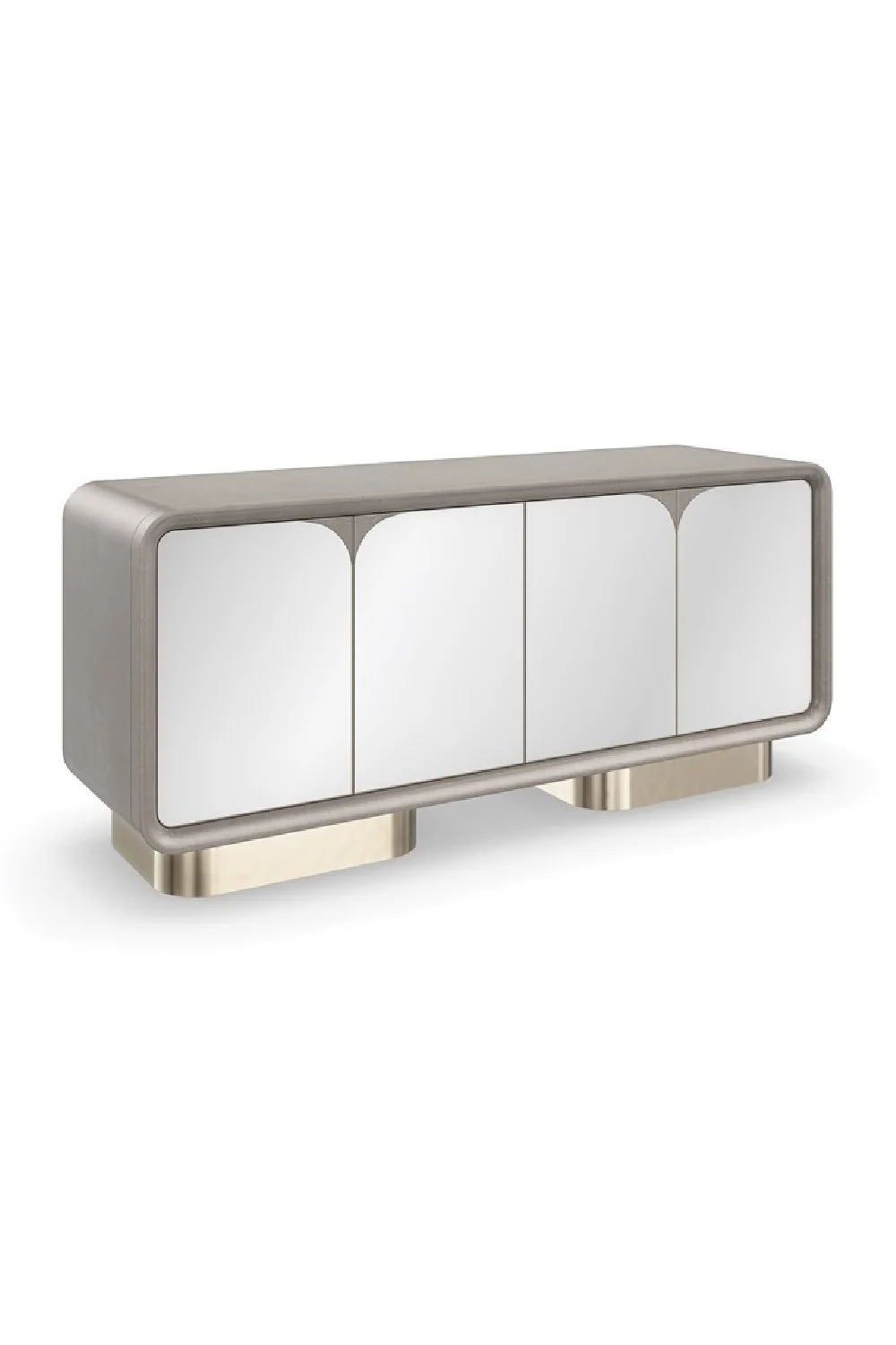 Luxury Mirrored 4-Door Media Unit Modern Italian Style for Villa