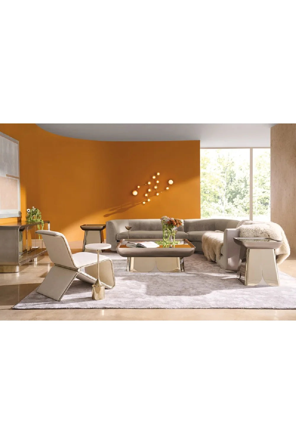 Luxury Mirrored 4-Door Media Unit Modern Italian Style for Villa