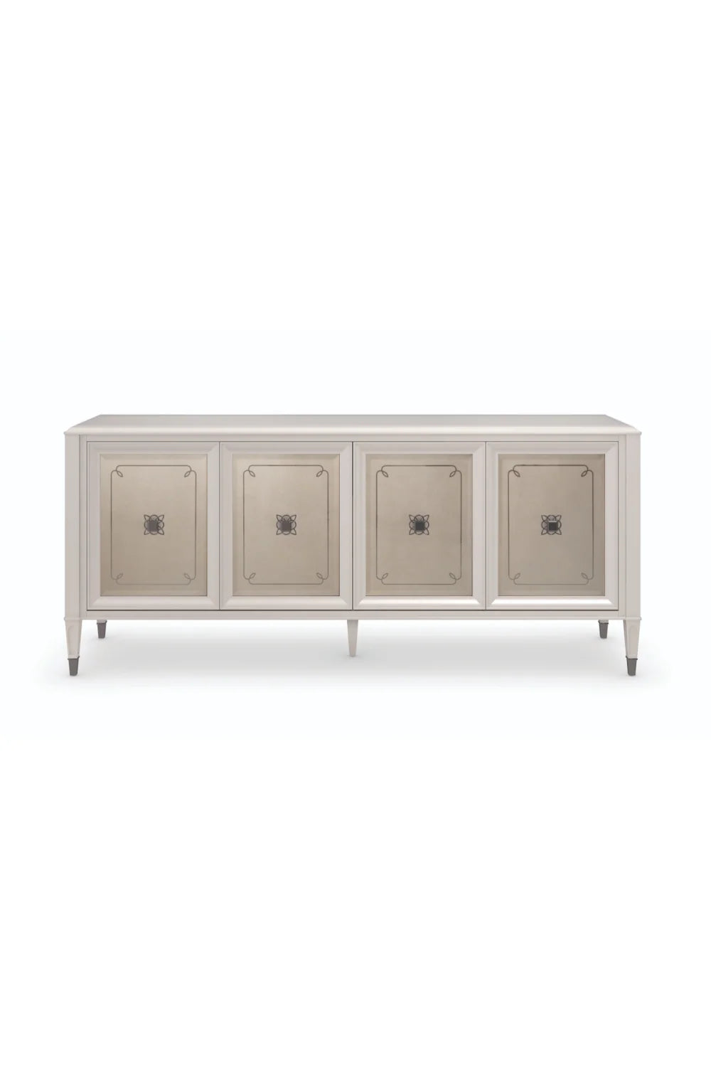Luxury Mirrored Panel 4-Door Sideboard European Style for Villa