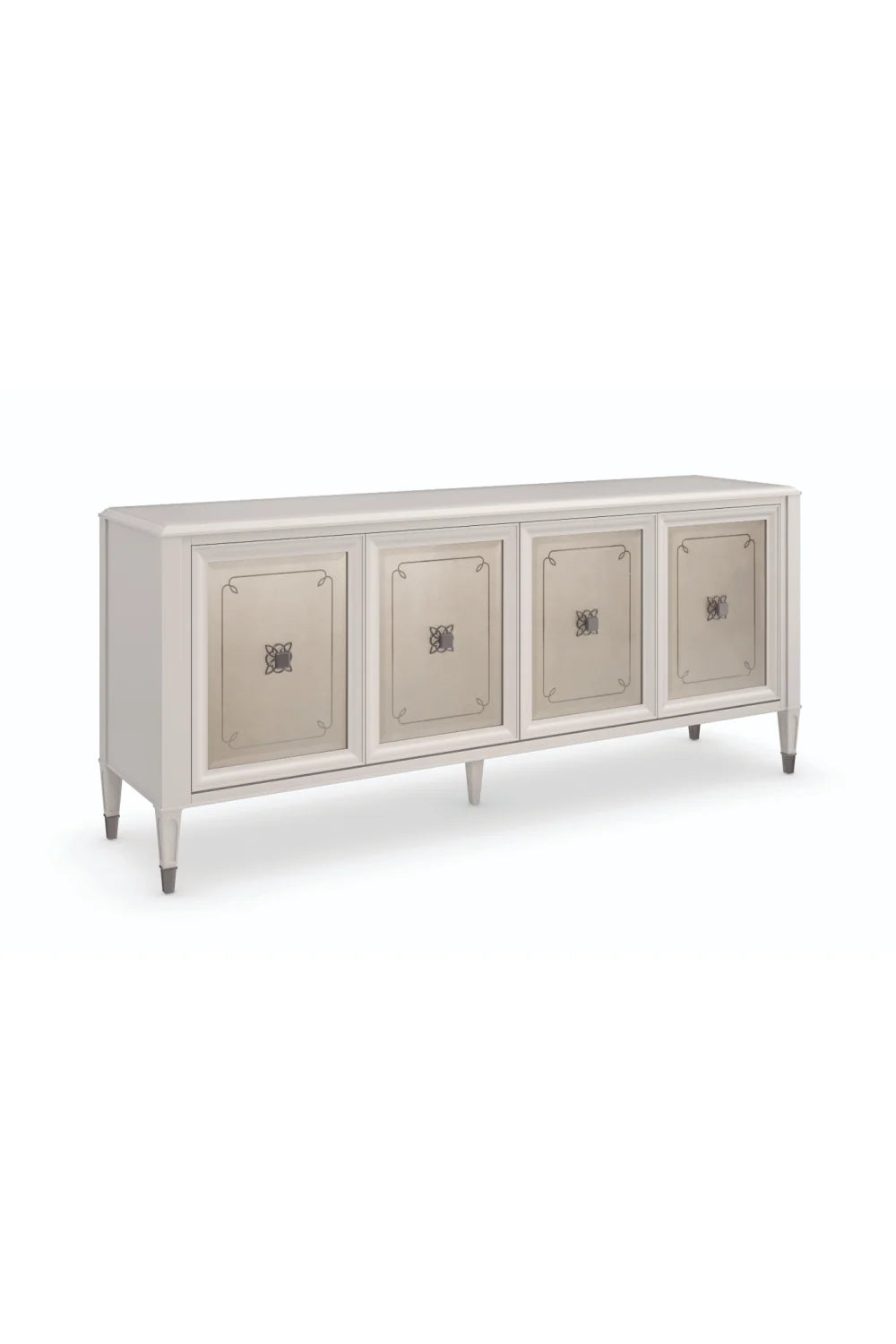 Luxury Mirrored Panel 4-Door Sideboard European Style for Villa