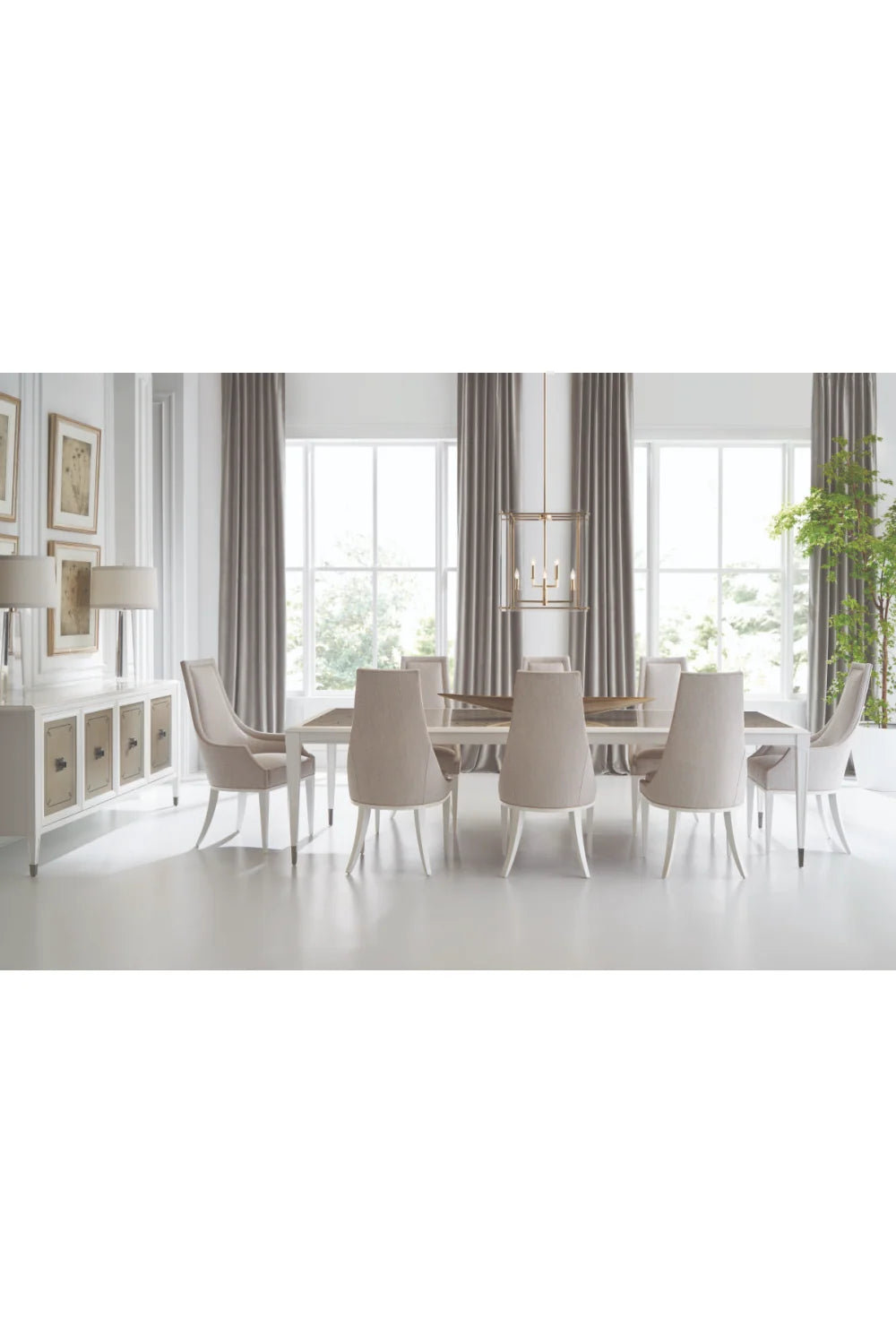 Luxury Mirrored Panel 4-Door Sideboard European Style for Villa