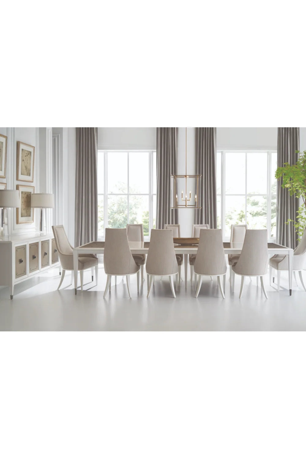 Luxury Mirrored Panel 4-Door Sideboard European Style for Villa