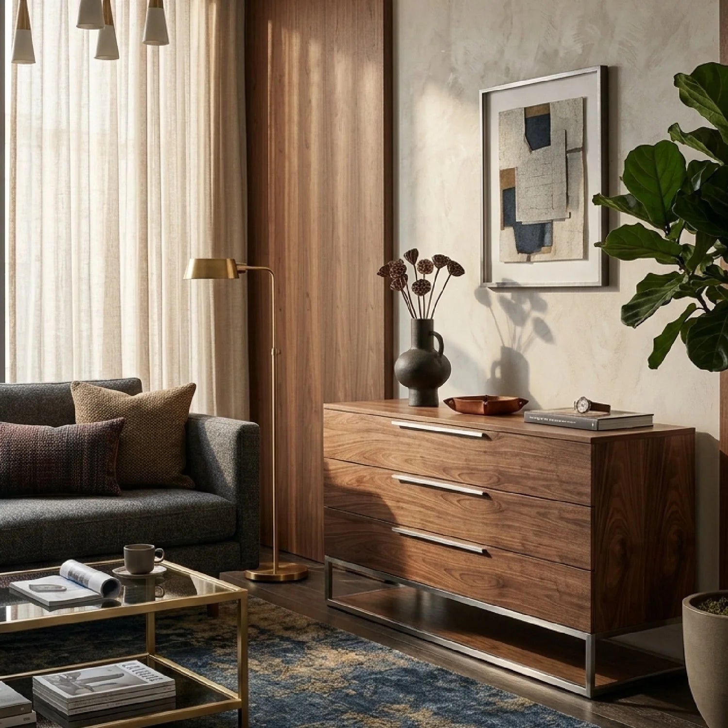 Luxury Modern 3-Drawer Dresser European Style for Villa