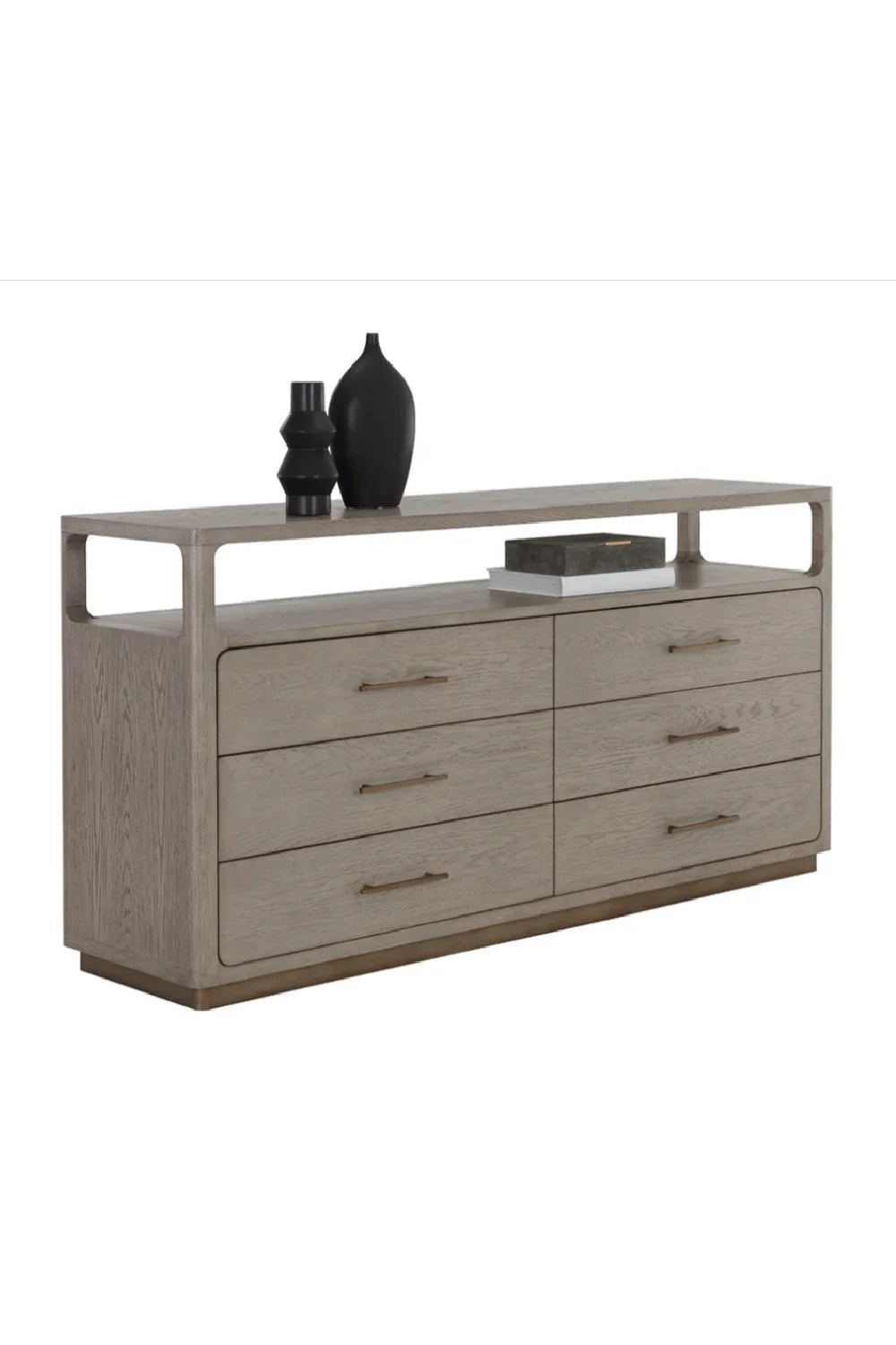 Luxury Modern 6-Drawer Oak Veneer Dresser European Style for Villa