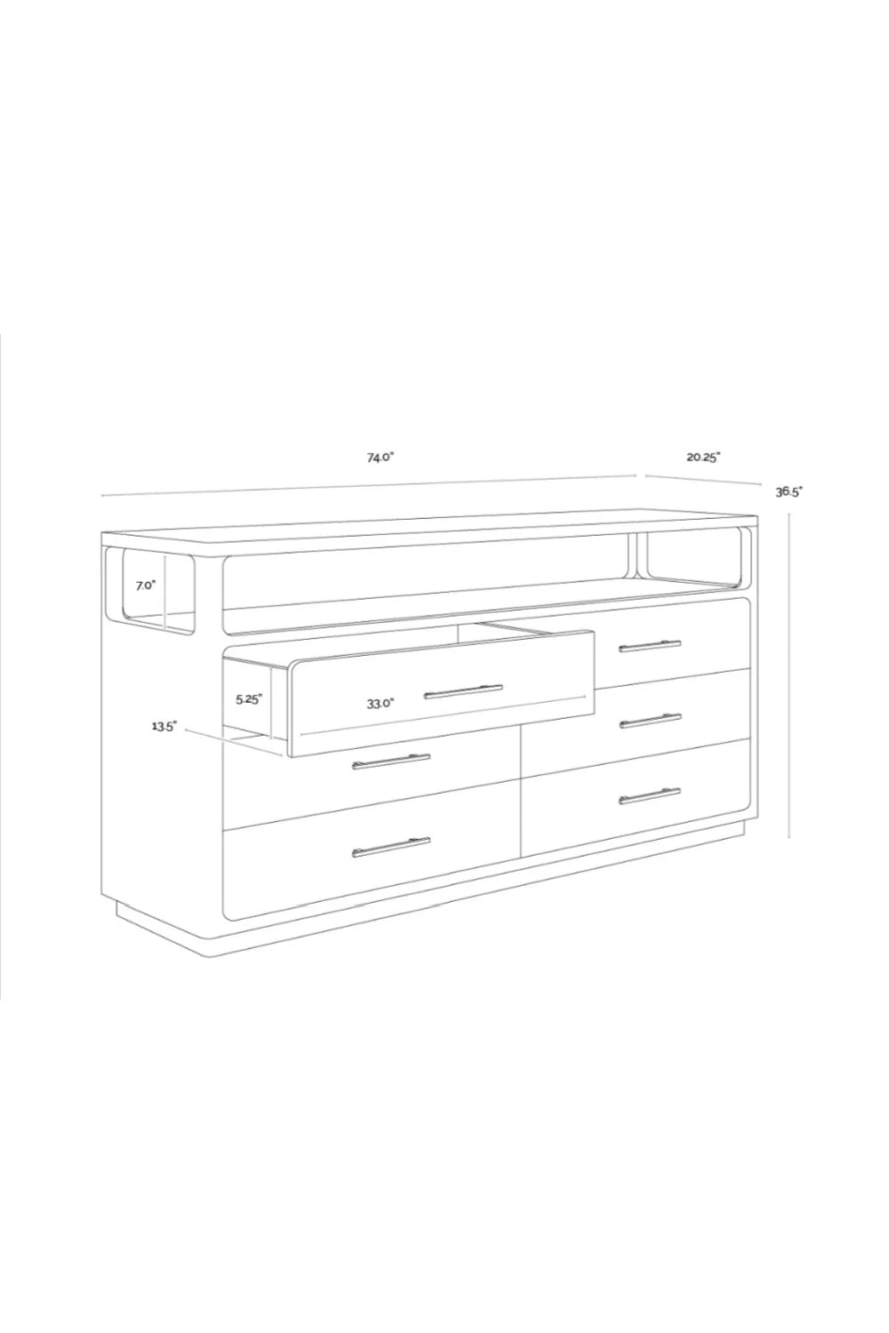 Luxury Modern 6-Drawer Oak Veneer Dresser European Style for Villa