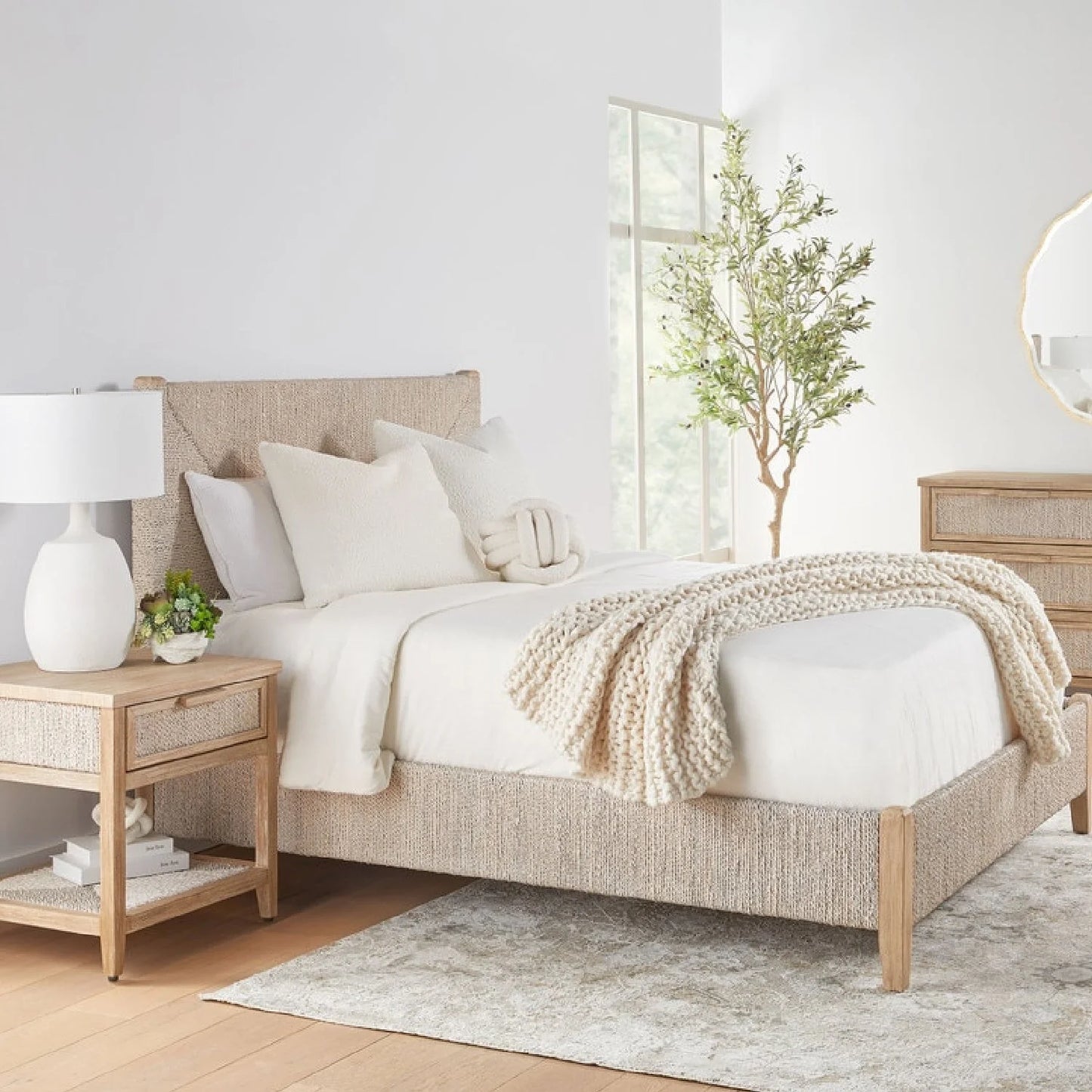 Luxury Modern Abaca Rope Bed European Style for Villa